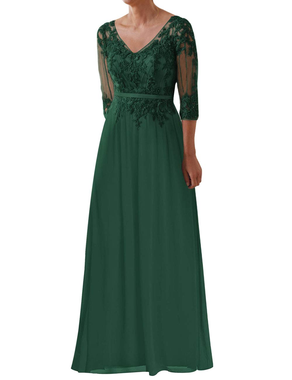 Elegant Mother of The Bride Dress - Lace Sleeve Formal Evening Gown | Chiffon Wedding Guest Dress for Special Occasions & Evening Events