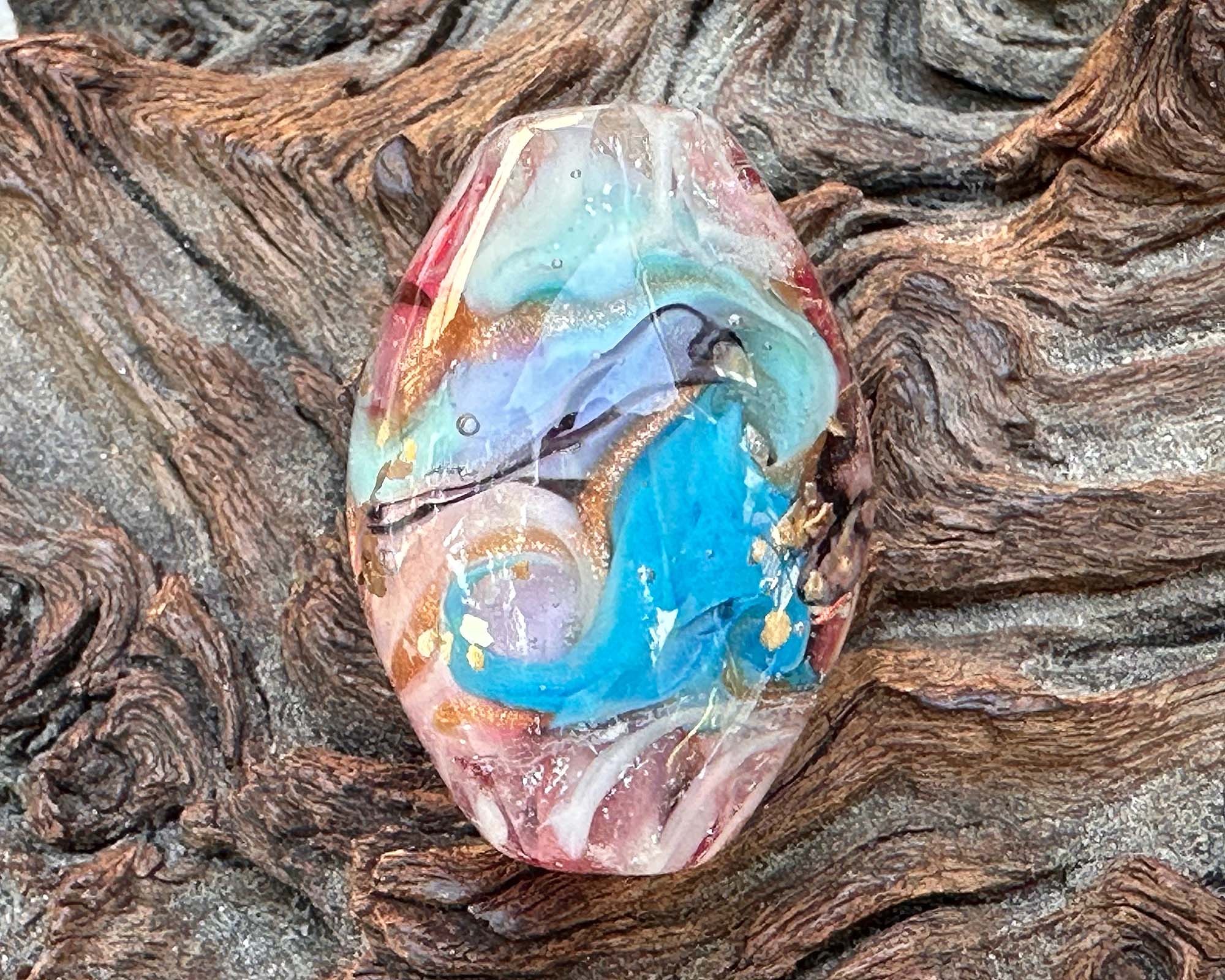 Handmade Glass Garden Swirl Lampwork Focal Bead for Jewelry Making - Perfect for Necklaces, Bracelets, and DIY Craft Projects