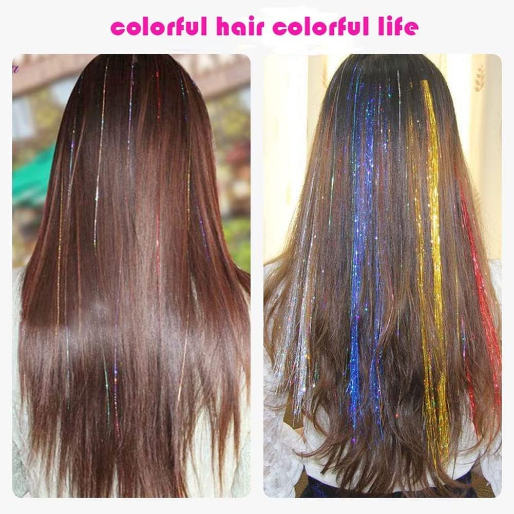 40 Inch Colorful Hair Tinsel Extensions - 100 Strands Glitter Hair Highlights for Women & Girls | Perfect for Parties, Festivals, and Special Occasions