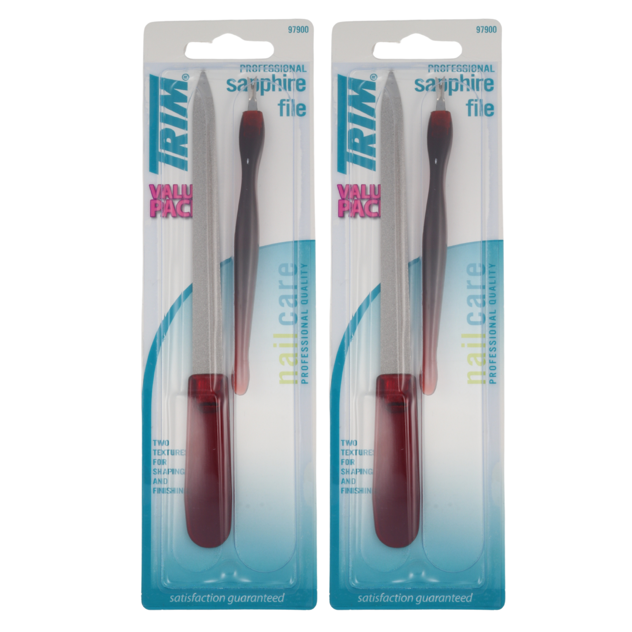 Premium Sapphire Nail File 6 Inch with Cuticle Cleaner - 2 Pack Set for Professional Manicure & Pedicure at Home or Salon