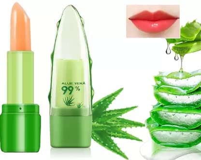 99% Pure Aloe Vera Color Changing Lipstick - Natural Moisturizing & Hydrating Lip Balm with Sun Protection - Perfect for Daily Use, Outdoor Activities & Makeup Looks