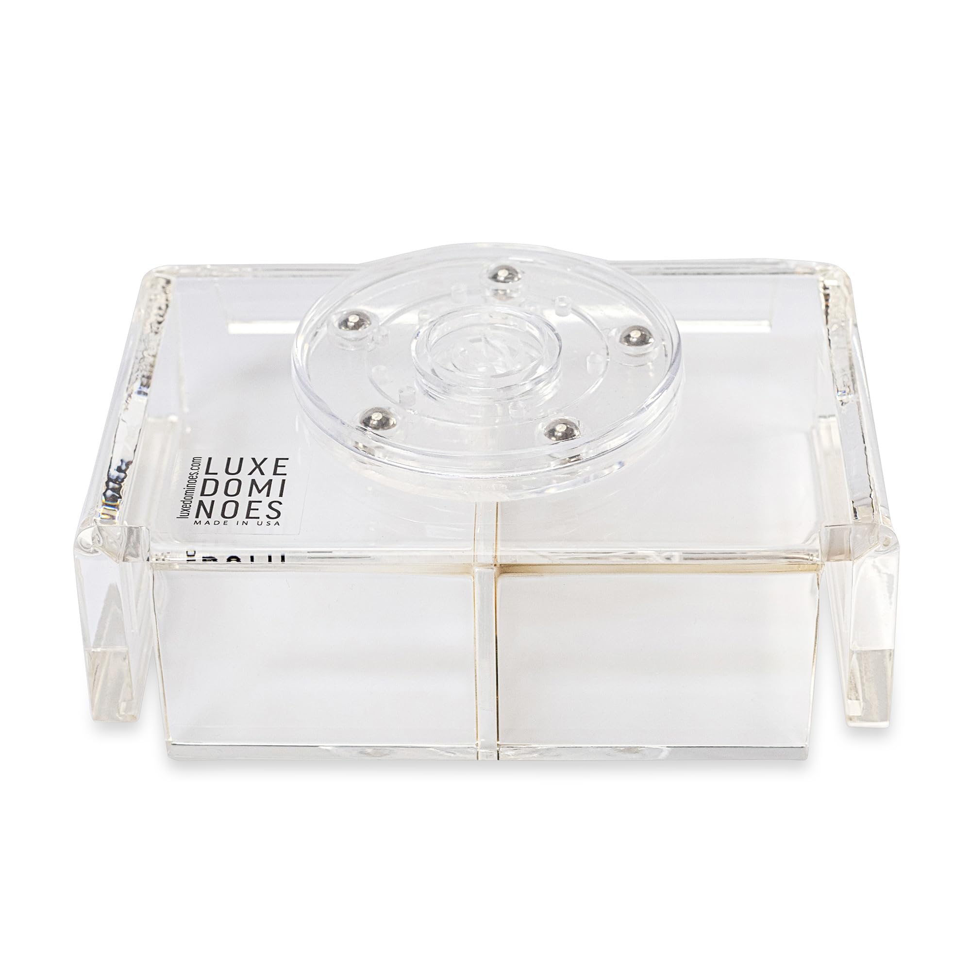 Acrylic Canasta Card Holder Tray Set with 2 Decks of Playing Cards - Sliding Lid & Revolving Base for Organized Gameplay | Perfect for Card Games, Family Gatherings & Casino Nights