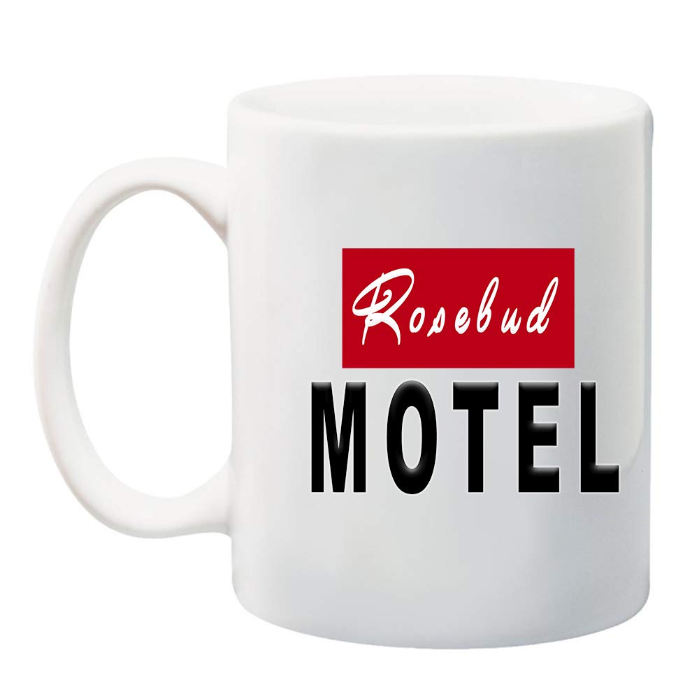 Rosebud Motel & Rose Apothecary Novelty Ceramic Coffee Mug 12oz - Retro Funny TV Show Inspired 2-Tone Design - Perfect for Schitt's Creek Fans, Office Use & Gift Giving
