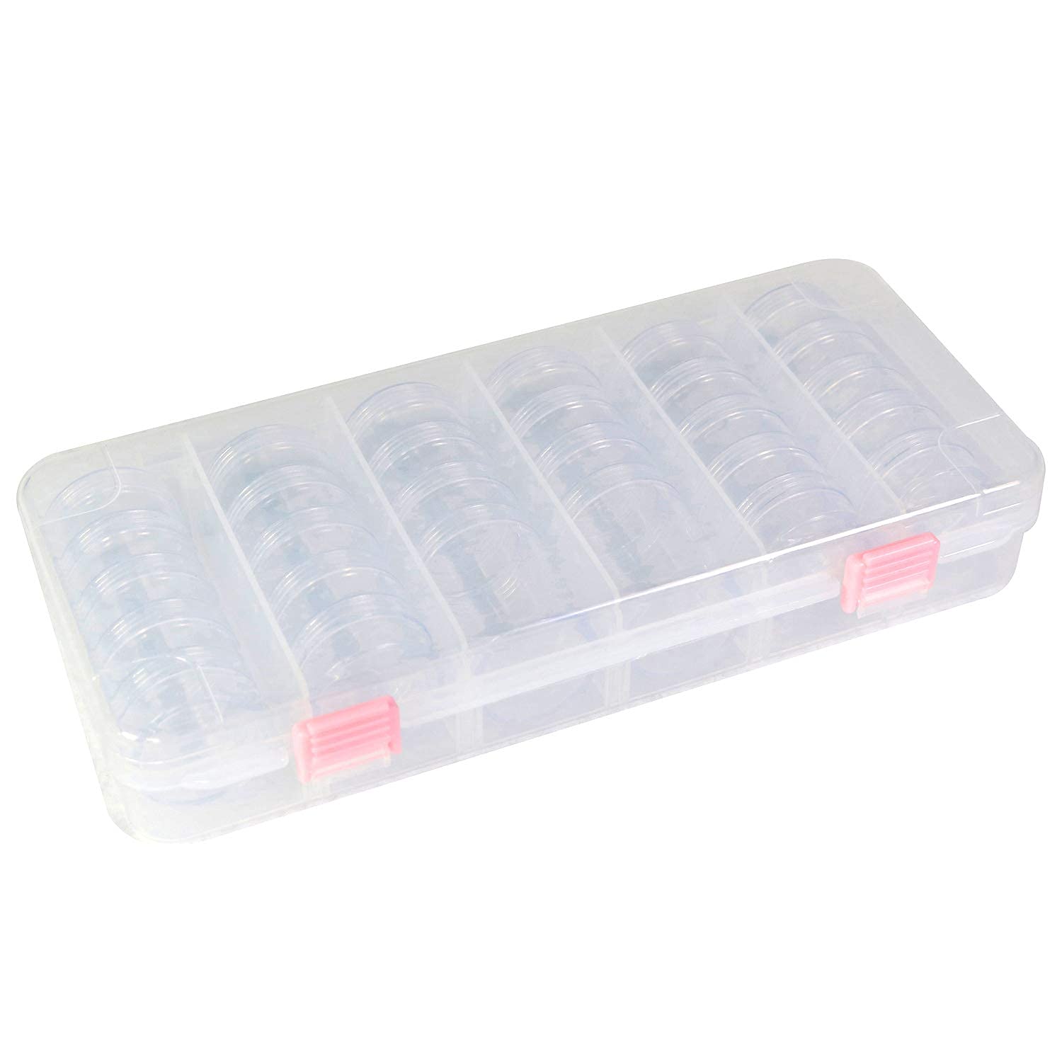 Everything Mary Large Plastic Bead Storage Organizer Box - 28 Jars for Beads, Crafts & Art Supplies - Clear Plastic Container Case for Painting & DIY Organization - Perfect for Craft Rooms, Jewelry Making & Home Office Storage