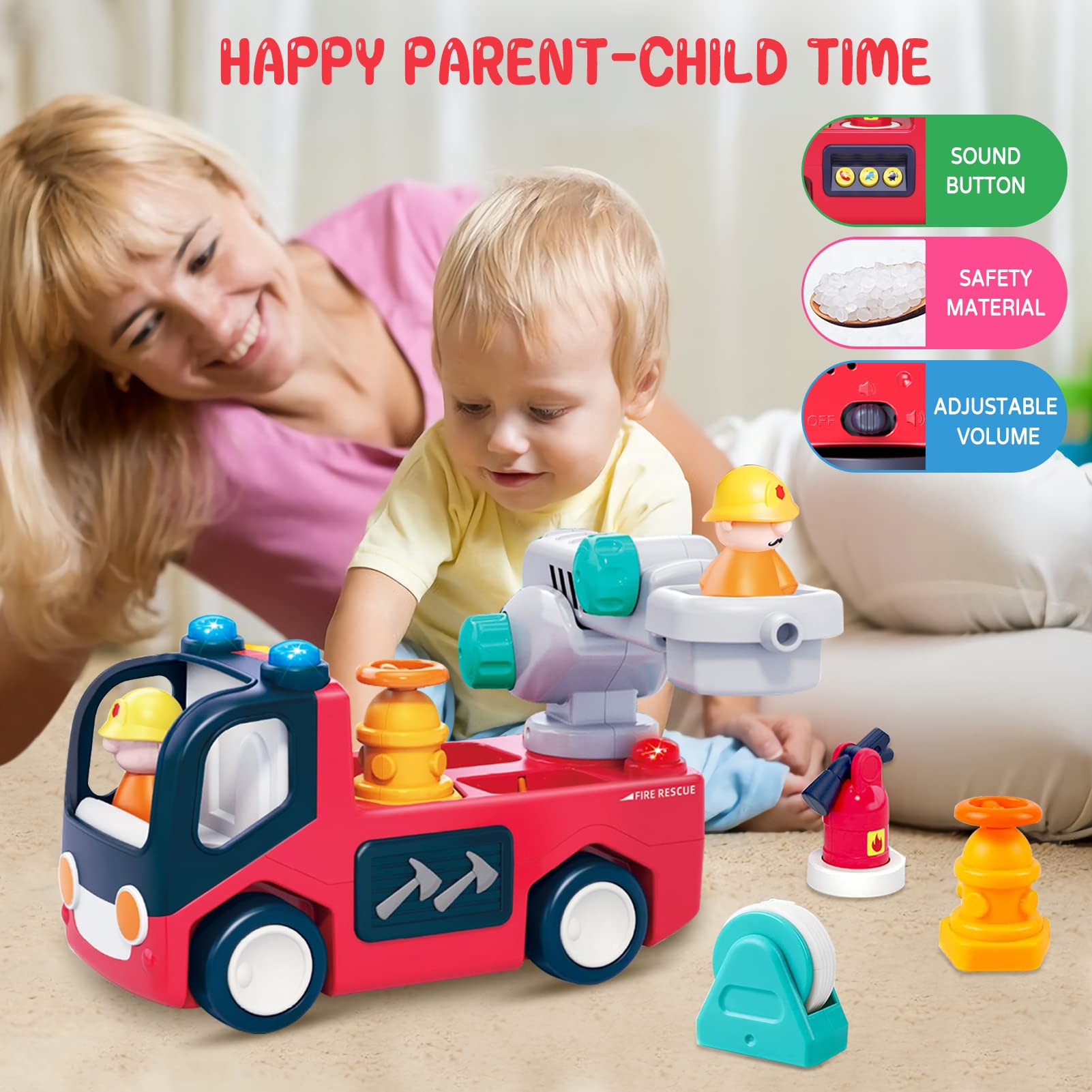 Best Fire Truck Musical Toys for 1 2 3 Year Old Boys & Girls - Educational Baby Toys 6-18 Months with Fireman, Ladder & Lights - Perfect for Birthday Gifts & Early Learning Playtime