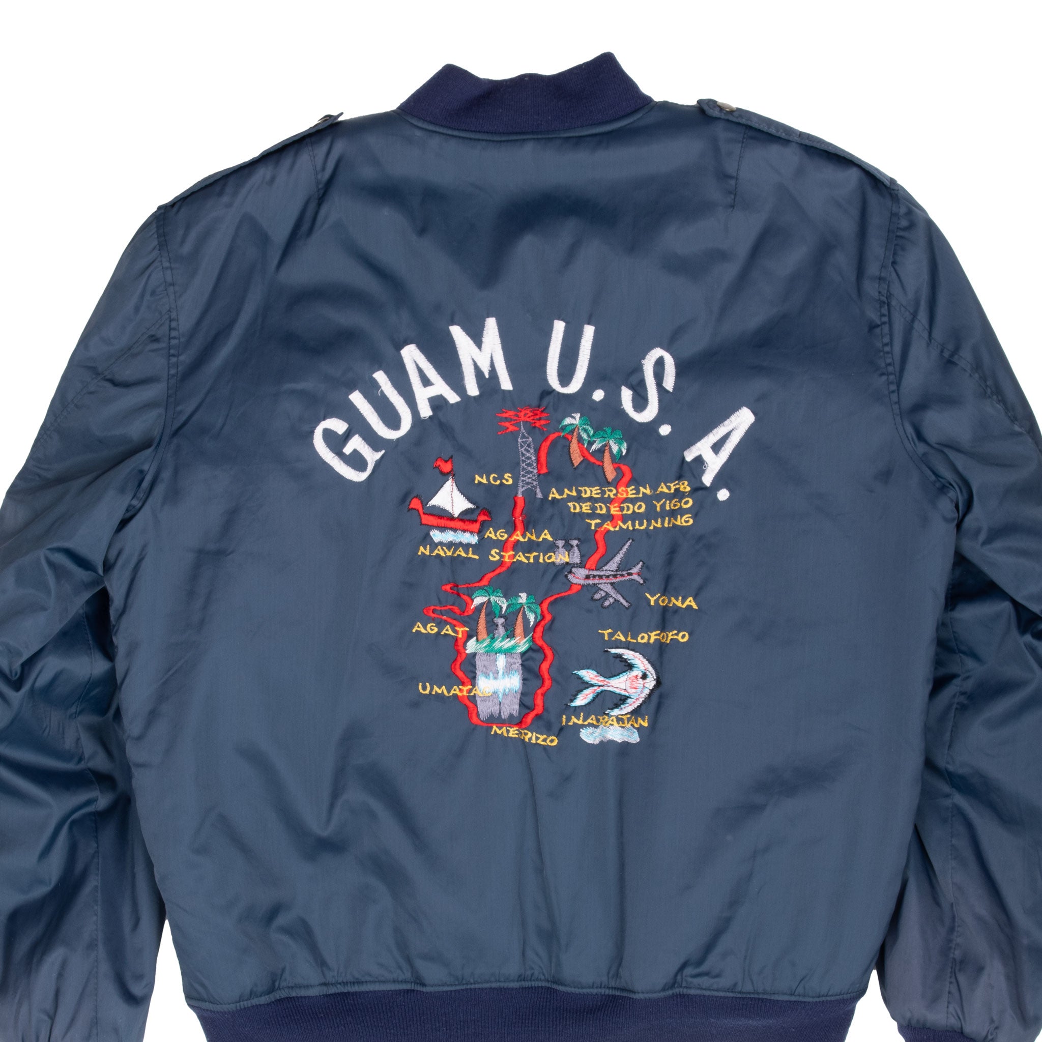 Vintage Guam Embroidered Souvenir Bomber Jacket - XL Size, Lightweight & Stylish for Travel, Casual Wear & Collectors