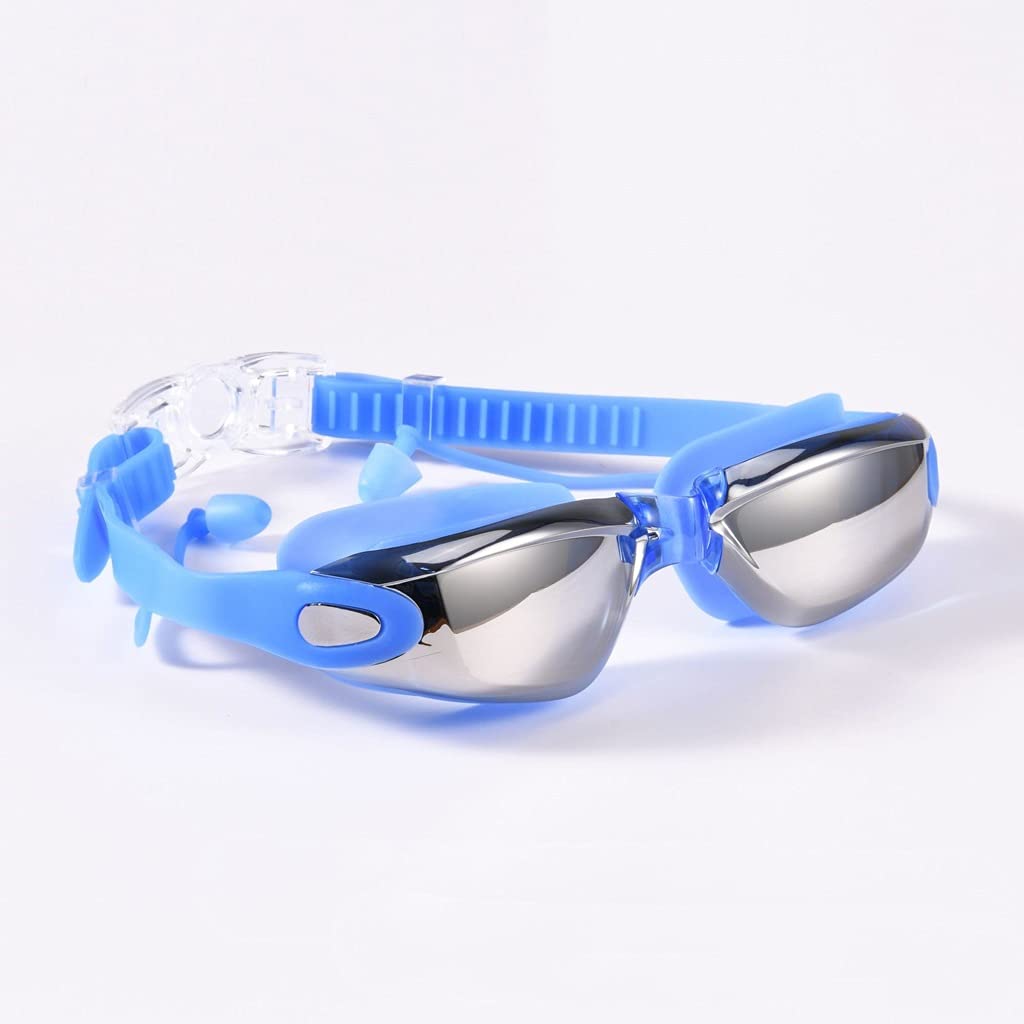 Professional Swimming Goggles with Earplugs & Nose Clip - Anti-Fog, Waterproof Silicone Eye Shield for Adults & Kids - Perfect for Pool, Ocean & Competitive Swimming (Color: A)