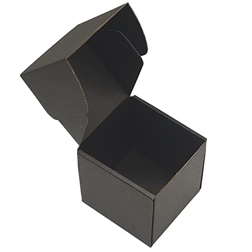 4x4x4 Inch Small Black Corrugated Cardboard Shipping Boxes - Pack of 12 for Business Packaging, Storage & Gift Wrapping - Perfect for Ecommerce, Craft Projects & Small Item Shipments