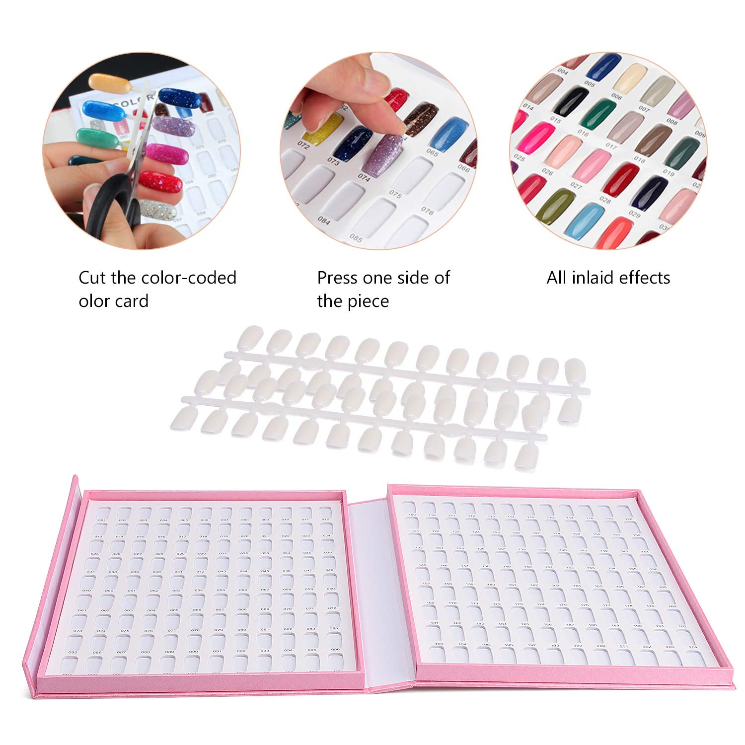 Noverlife 216 Gel Nail Polish Colors Chart Display Book with False Nail Tips - Professional Salon Nail Color Swatches & Practice Cards for Nail Art, Manicure, Pedicure | Perfect for Nail Technicians, DIY Home Nail Care & Beauty Salons