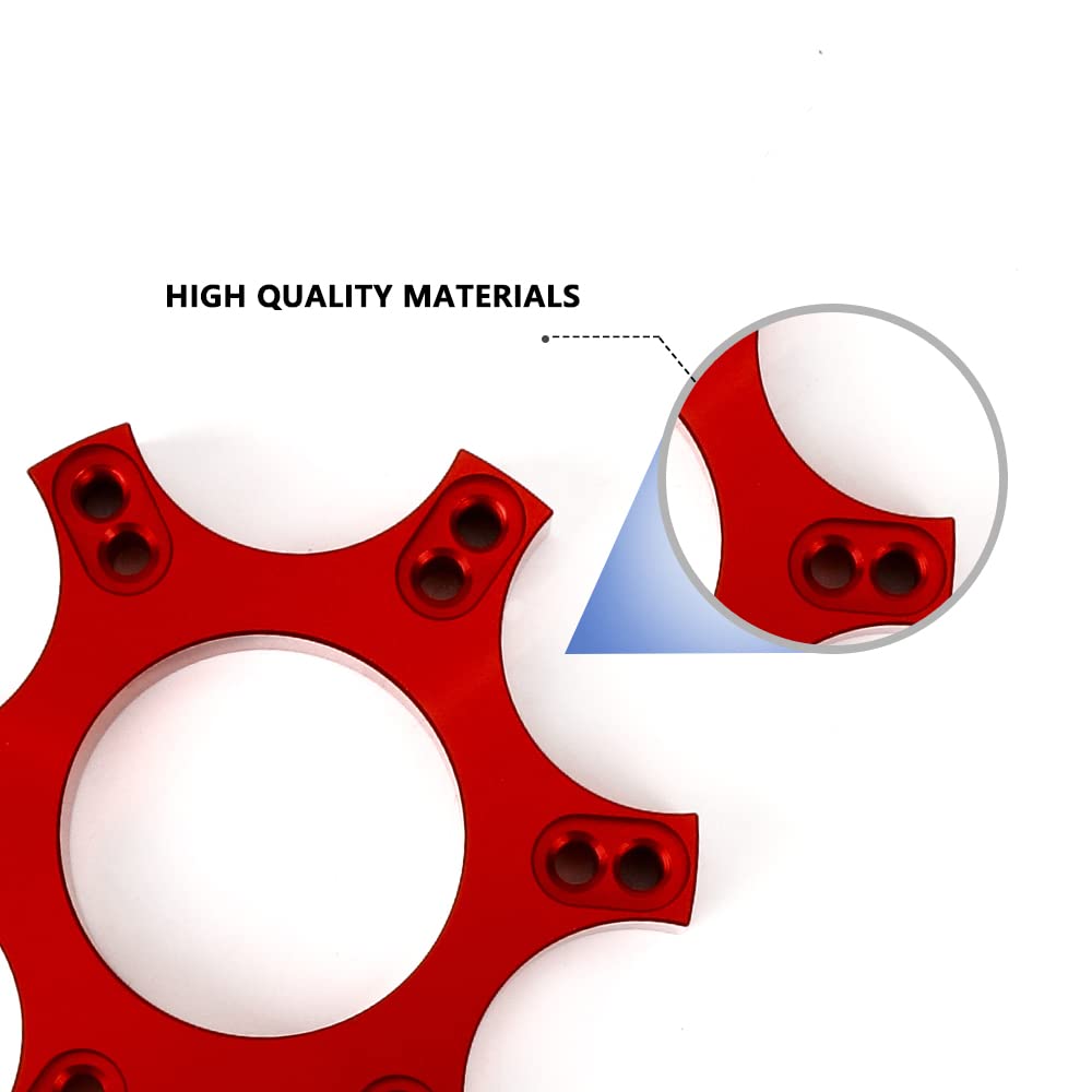 RASTP 70mm Aluminum Steering Wheel Adapter Plate - Compatible with Thrustmaster T300RS & 13-14 Inch Wheels - Red - Perfect for Racing Simulators & DIY Steering Wheel Upgrades
