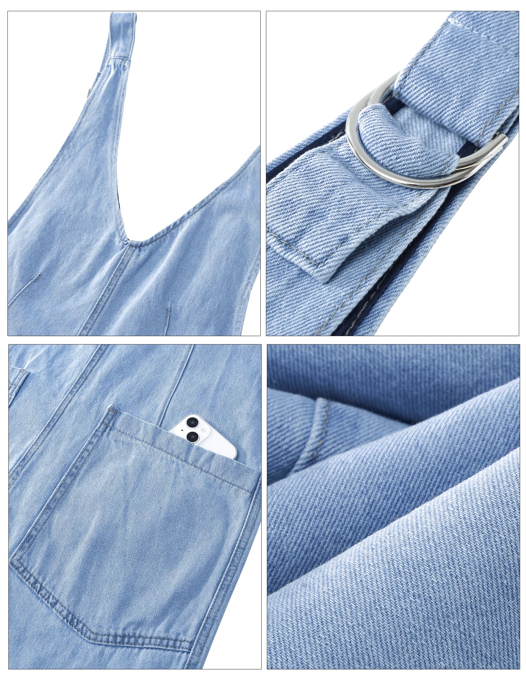 Luvamia Women's Sleeveless Denim Overalls - Casual Baggy Jumpsuit with Pockets | Loose Fit Denim Romper for Summer, Outdoor Activities & Streetwear Fashion