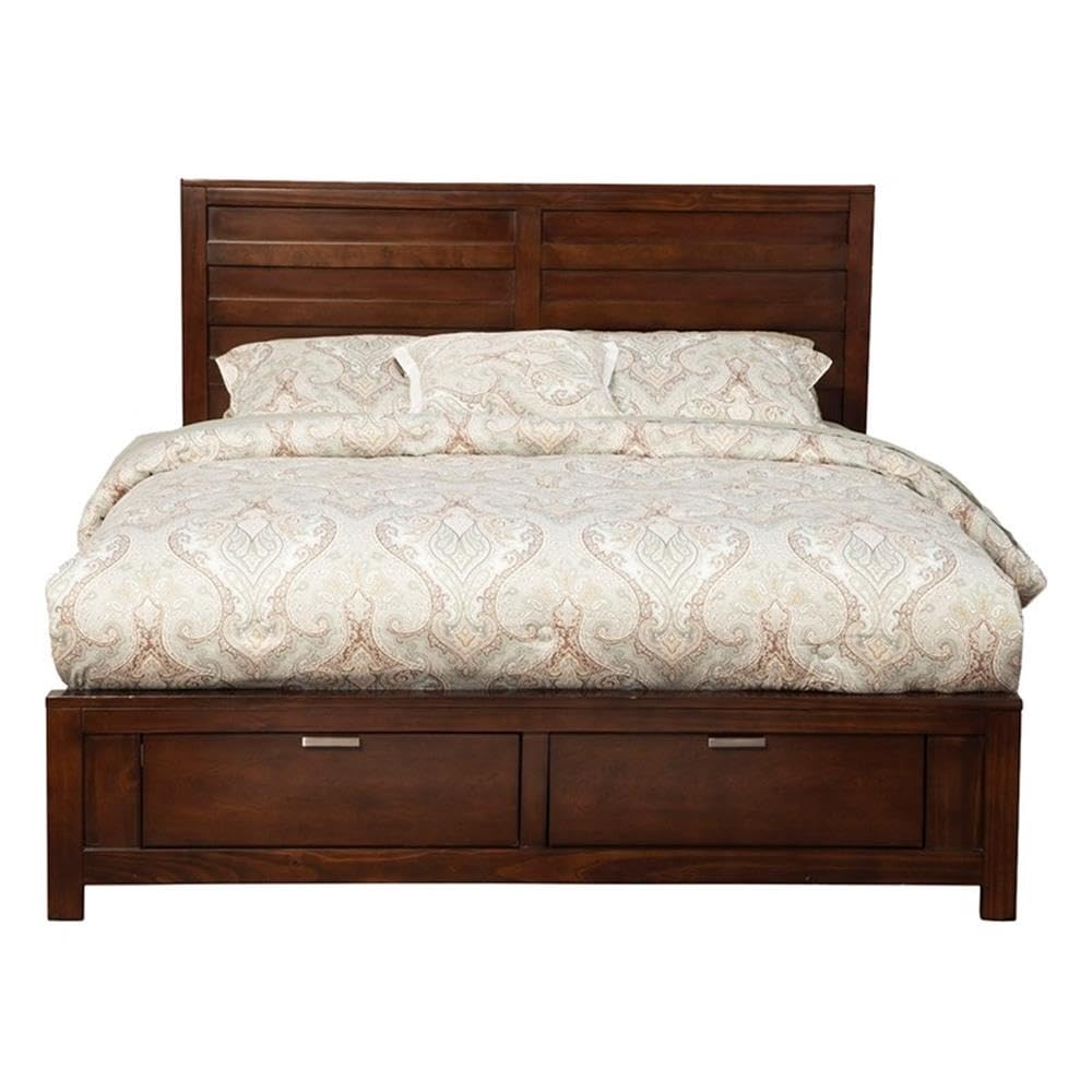 Alpine Furniture Panel Bed - Double Size in Cappuccino Finish for Bedroom & Guest Room