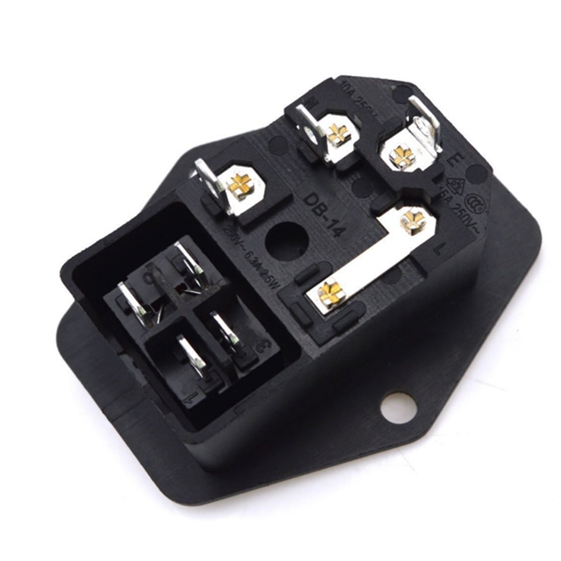Oiyagai 4 Sets IEC320 C14 Male Power Socket with Fuse Switch, AC 250V 10A, Green Light Indicator - Perfect for Computer Power Supplies, Servers, and Audio/Video Equipment