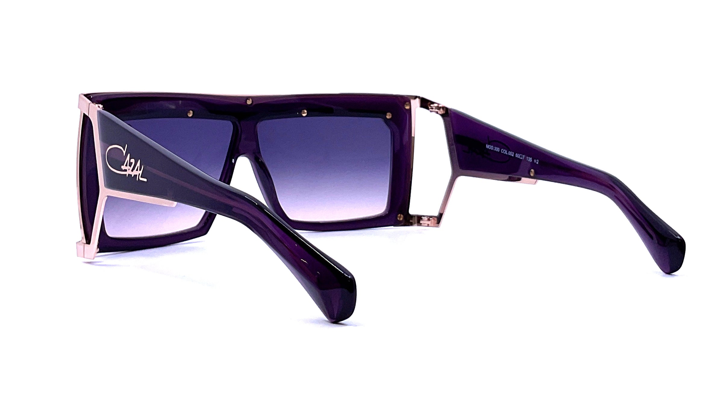 Cazal 300 Sunglasses - Aubergine & Rose Gold Frame, UV Protection, Retro Style for Men & Women - Perfect for Outdoor Activities, Fashion & Travel