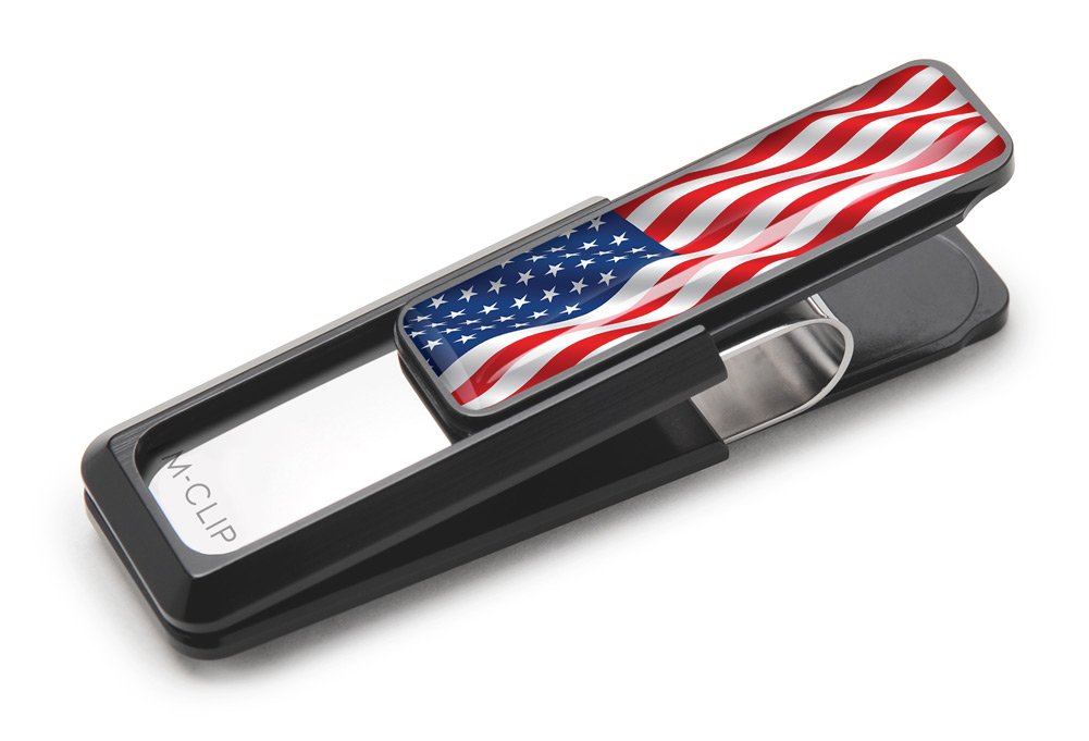 Premium M-CLIP USA American Flag Money Clip - Stars & Stripes Design Metal Cash & Credit Card Holder - Slim Wallet Alternative for Men - Perfect for Everyday Carry, Travel & Gifts