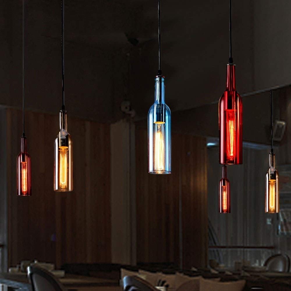 Modern LED Chandelier Light - Creative Wine Bottle Glass Design, Adjustable Beer-Themed Ceiling Pendant Lamp with Professional Materials for Bars, Restaurants & Home Decor | Perfect for Dining Rooms, Living Rooms & Commercial Spaces