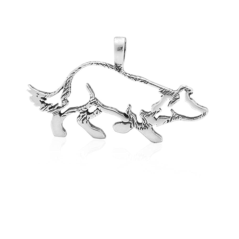 Sterling Silver Border Collie Dog Pendant Necklace - Handcrafted Crouching Dog Charm for Pet Lovers - Perfect Gift for Dog Owners & Animal Lovers - Ideal for Everyday Wear, Gifts & Special Occasions