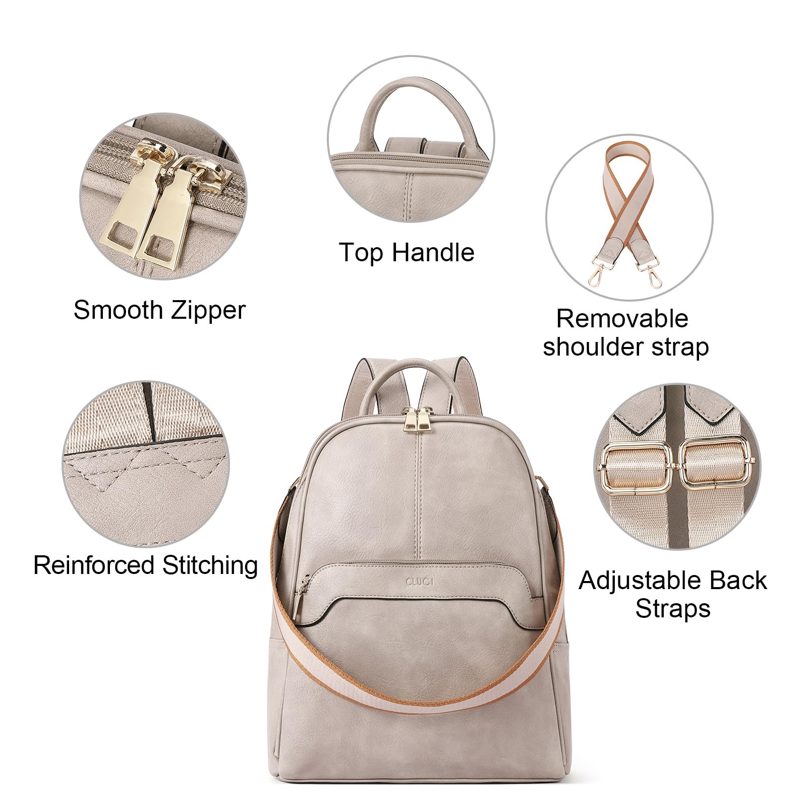 CLUCI Women's Leather Backpack Purse - Convertible Travel Backpack & Shoulder Bag for Work, School & Daily Use | Stylish Designer Daypack for Ladies