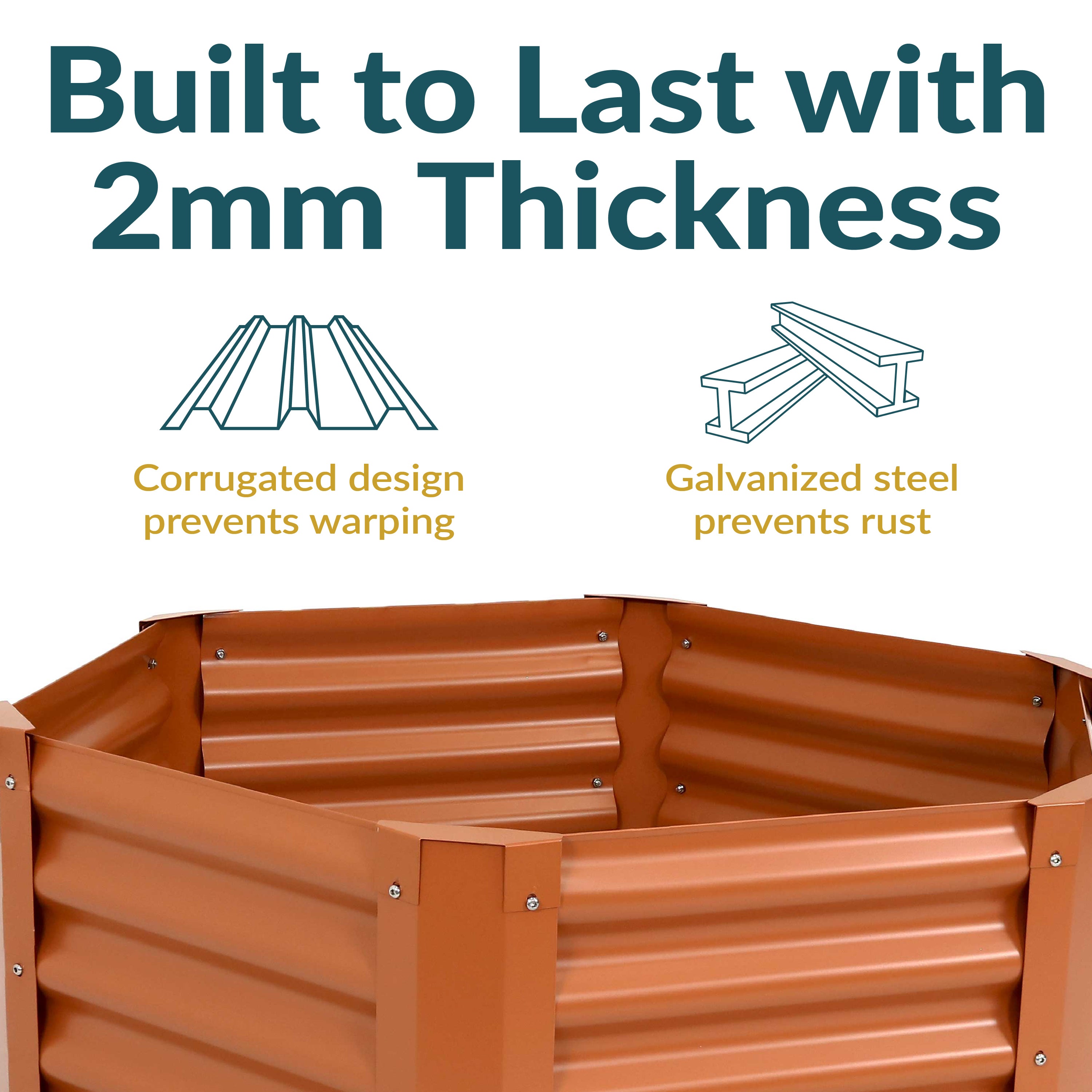 Sunnydaze 41-Inch Steel Hexagon Raised Garden Bed Kit for Outdoor Gardening, Vegetables, Flowers & Herbs - Durable Elevated Planter Box for Backyard, Patio & Urban Farming
