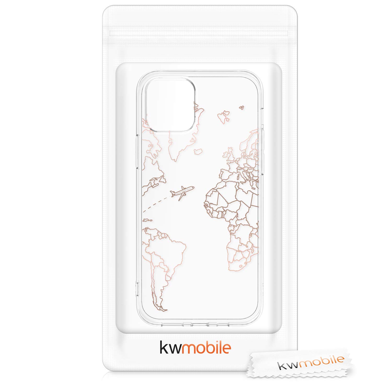 kwmobile TPU Case for Apple iPhone 12 & iPhone 12 Pro - Shockproof Slim Protective Phone Cover - Rose Gold/Transparent - Perfect for Travel, Work & Everyday Use