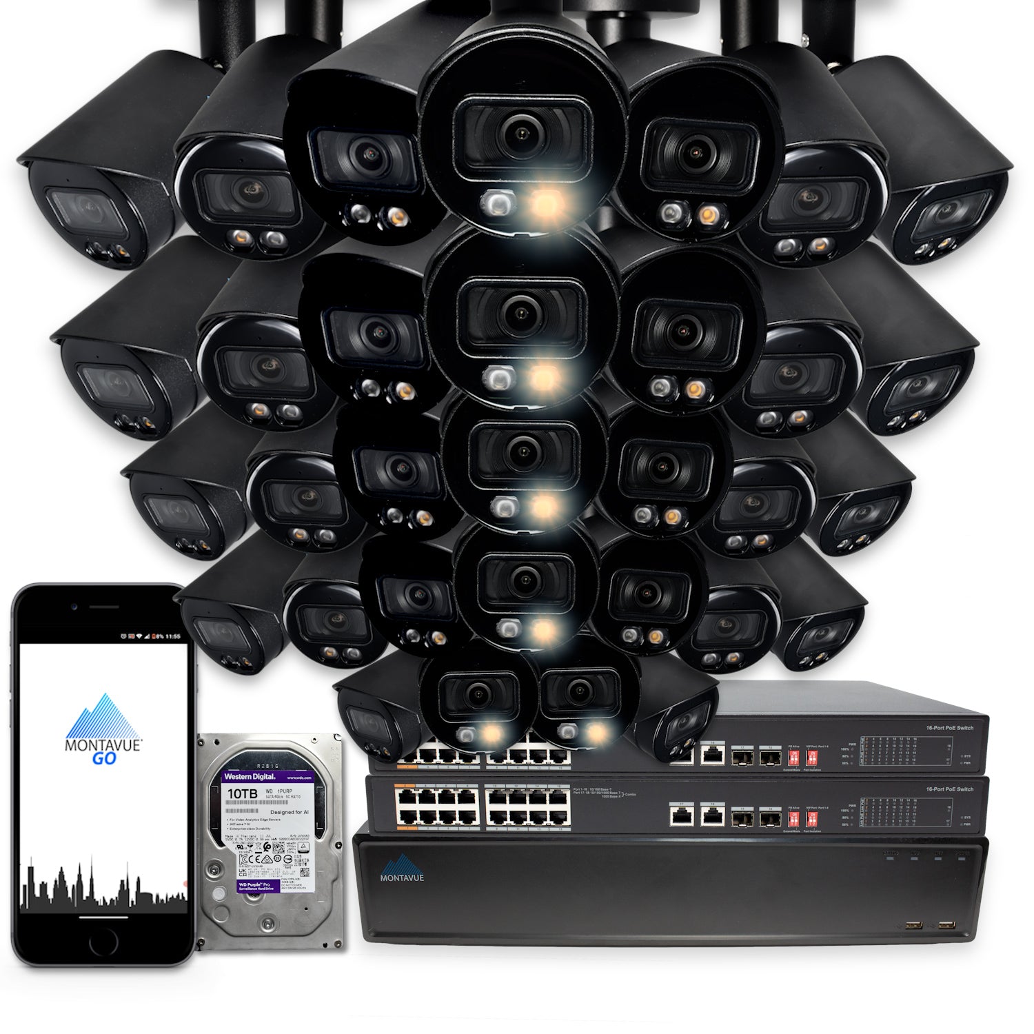 MTB8111 8MP 4K Security Camera System - 4 SMD+ Bullet Cameras & 64 Channel NVR with 10TB HDD - Outdoor/Indoor Surveillance for Home & Business Protection