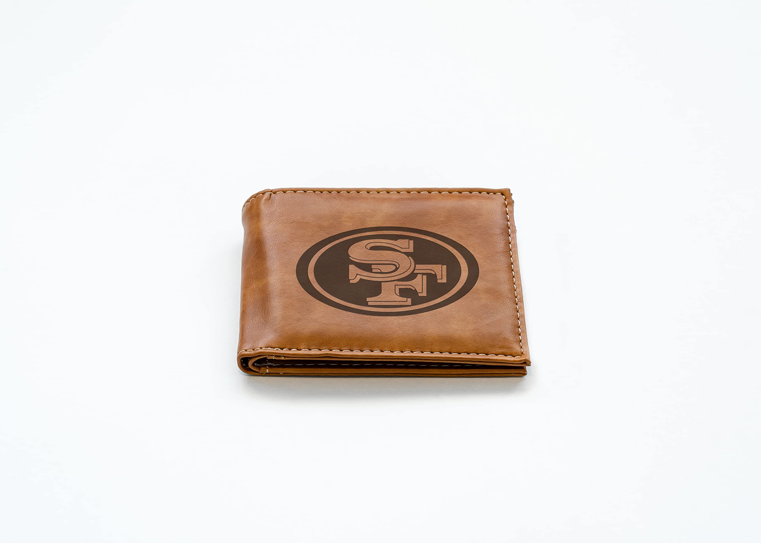 NFL Laser Engraved Slim Billfold Wallet for Men - Genuine Leather Money Clip Wallet - Perfect Gift for Football Fans (Game Day, Tailgating, Sports Events)