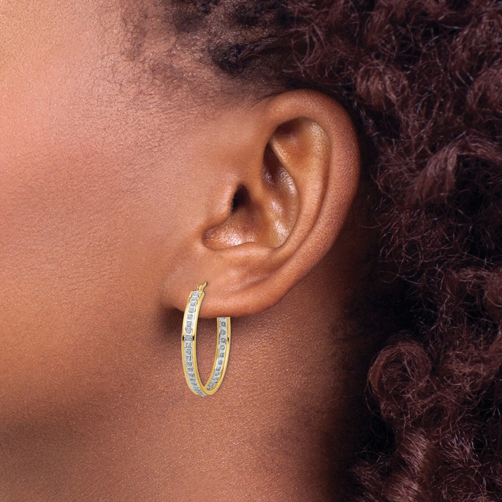 14K Gold Diamond Hinged Hoop Earrings for Women - Elegant In/Out Design (Model DF334) - Perfect for Parties, Weddings & Everyday Wear