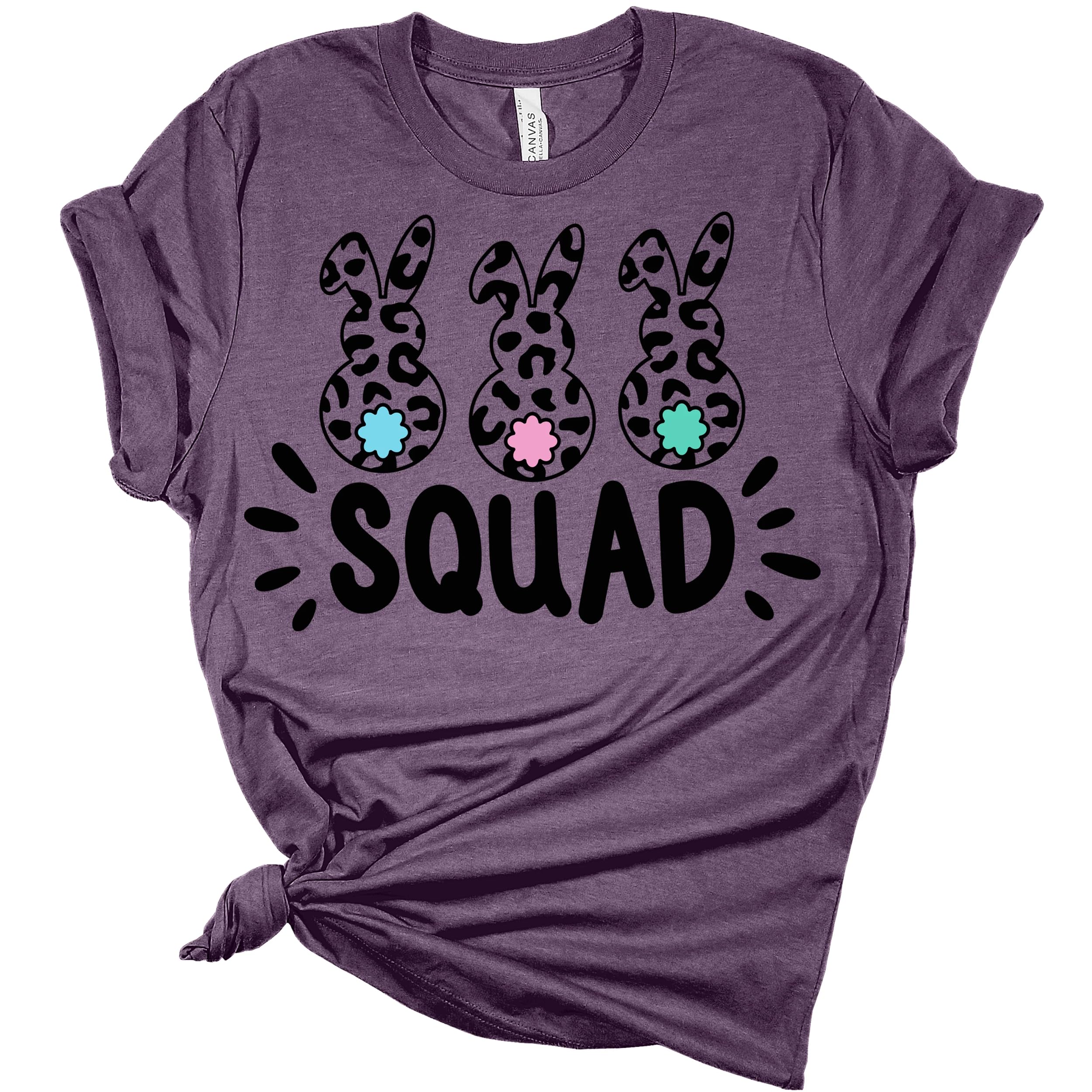 Women's Easter Bunny Squad Graphic T-Shirt - Funny Cute Easter Tee for Women - Perfect for Easter Parties, Family Gatherings & Spring Outfits