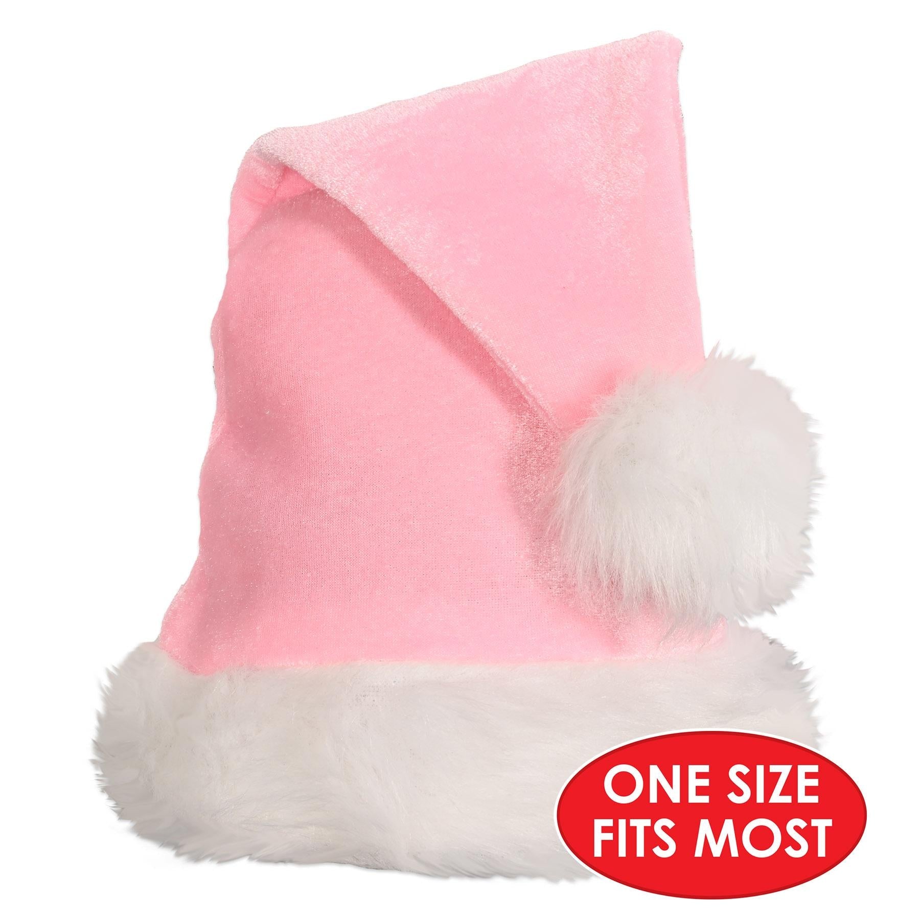 12 Pack Light Pink Santa Hats for Christmas - Festive Holiday Party Hats for Xmas Celebrations, Office Parties & Family Gatherings