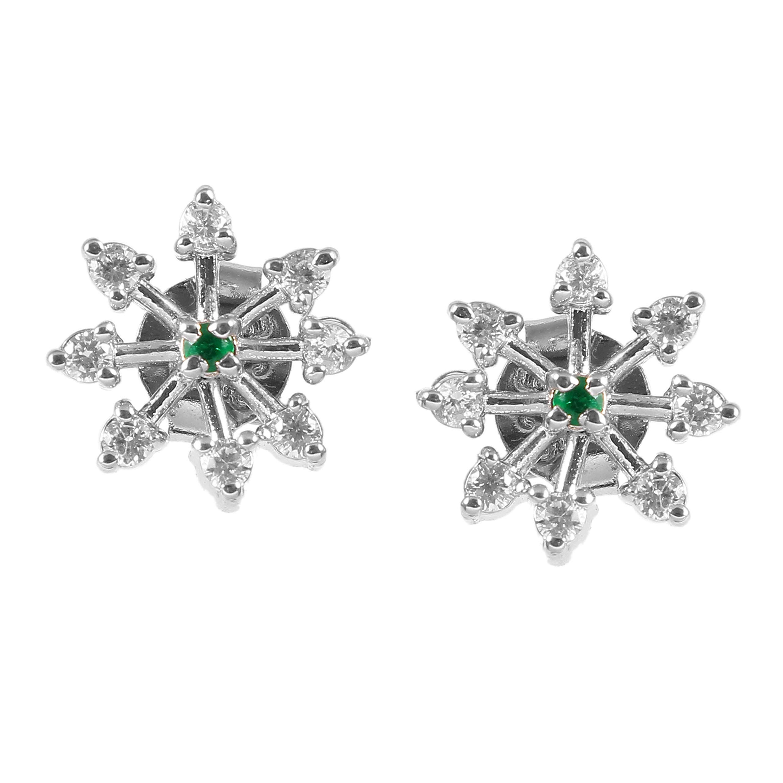 925 Sterling Silver Women's Emerald & Zircon Stud Earrings - Elegant Jewelry for Parties, Weddings & Everyday Wear