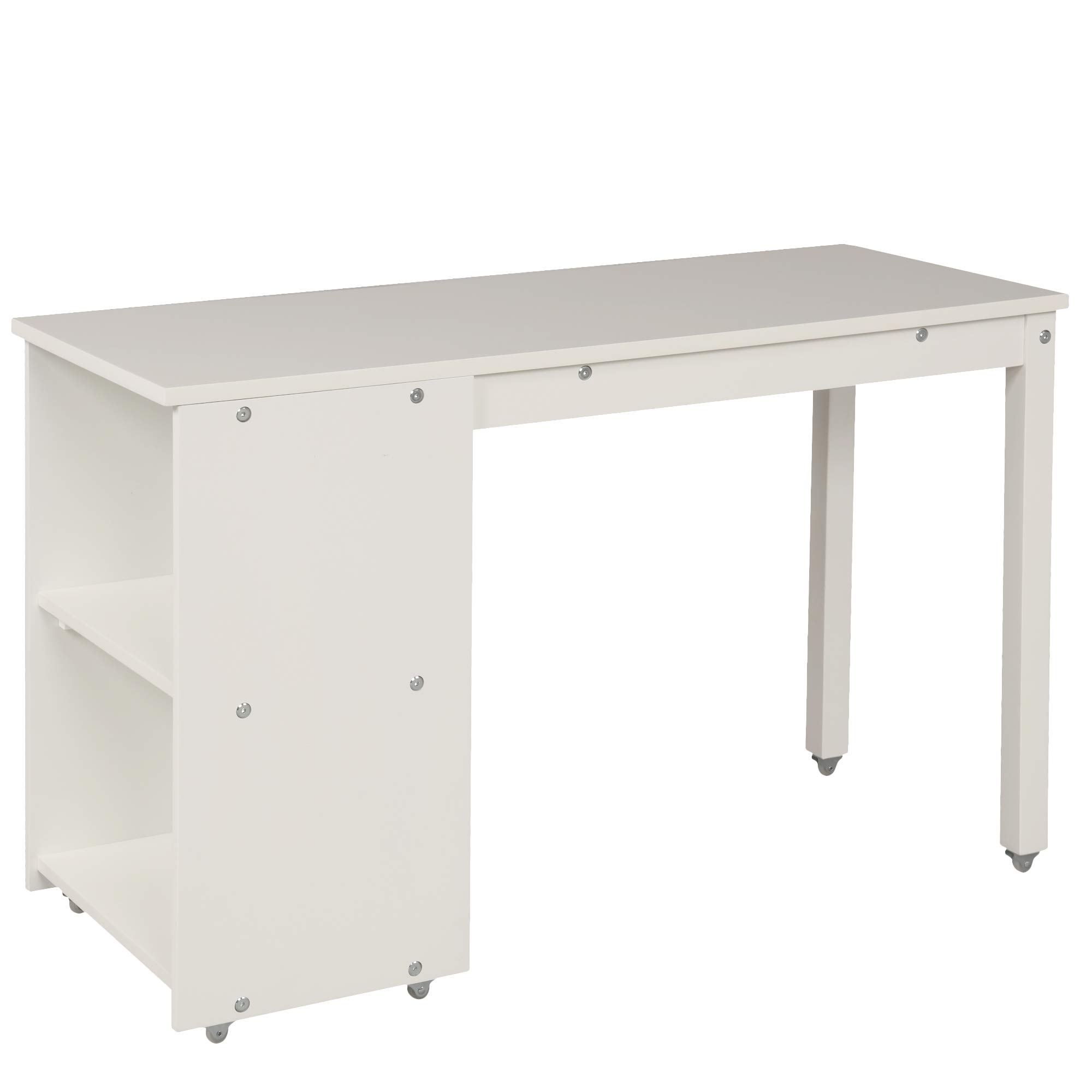 Harper & Bright Designs White Twin Loft Bed with Cabinet & Rolling Desk - Space-Saving Study Bed for Kids & Teens - Perfect for Small Bedrooms, Dorms & Apartments