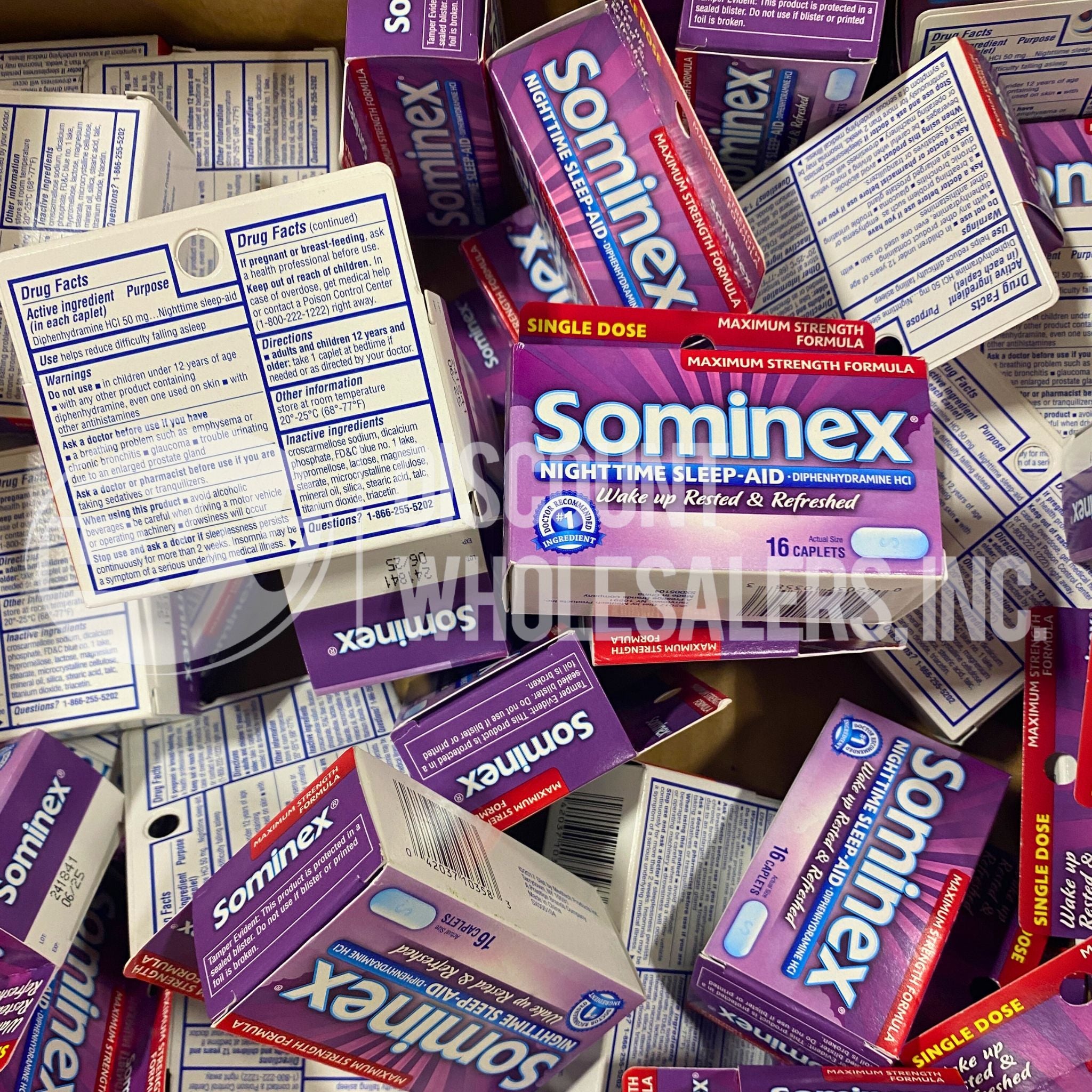 Sominex Nighttime Sleep Aid - 16 Caplets (50 Pcs Lot) | Fast-Acting Sleep Support for Adults | Perfect for Travel, Jet Lag & Insomnia Relief