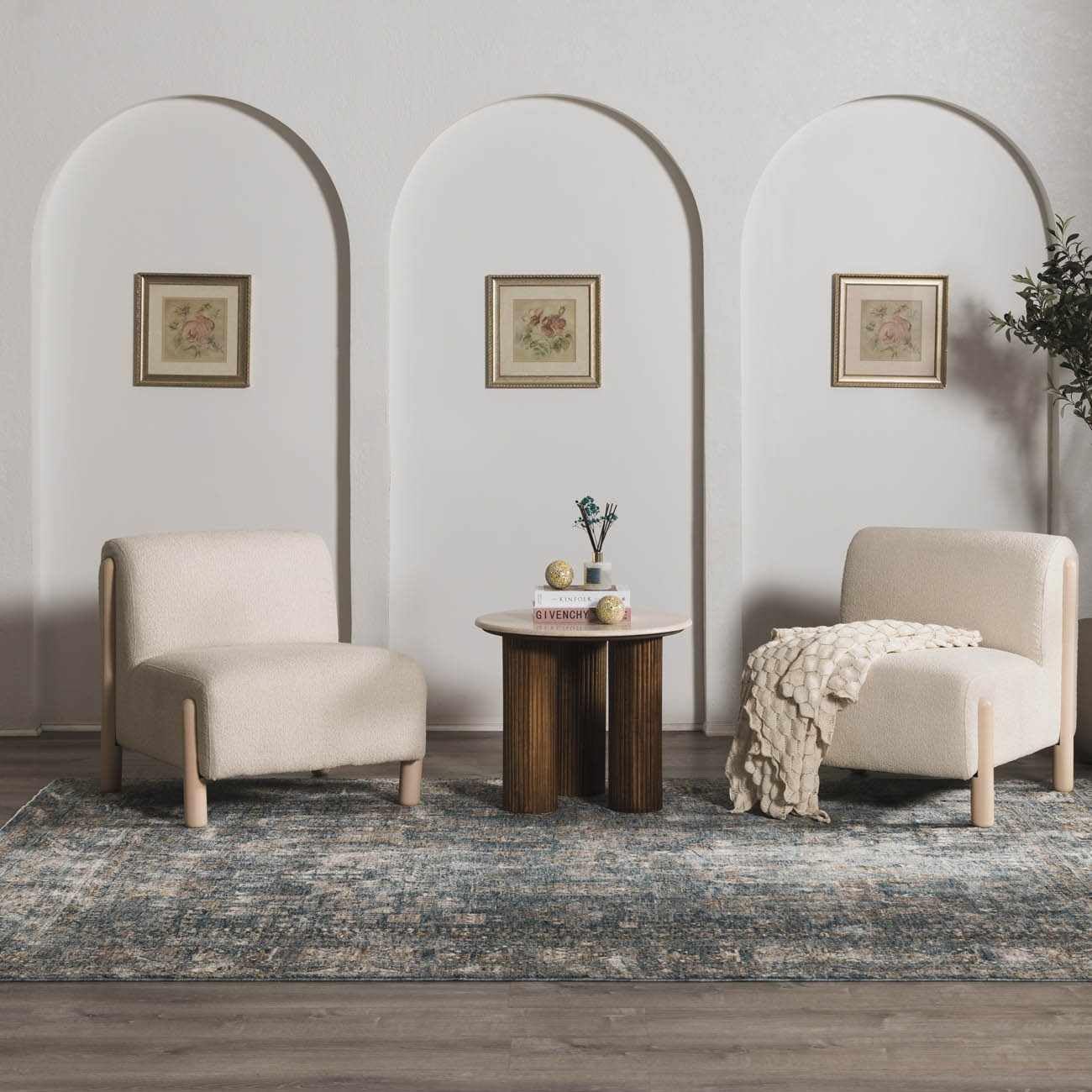 Hauteloom Cooranbong Traditional Beige Brown Blue Area Rug 6'7