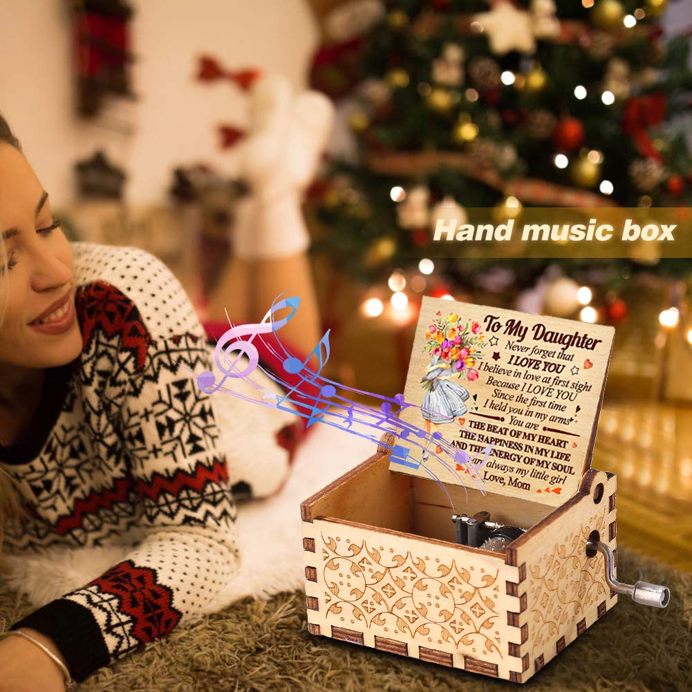 Tvoip Hand Crank Wooden Music Box - 'You Are My Sunshine' Musical Gift for Birthday, Anniversary, Christmas - Perfect Present for Daughter, Son, Mom, Dad - Romantic Home Decor for Bedroom, Nursery & Living Room