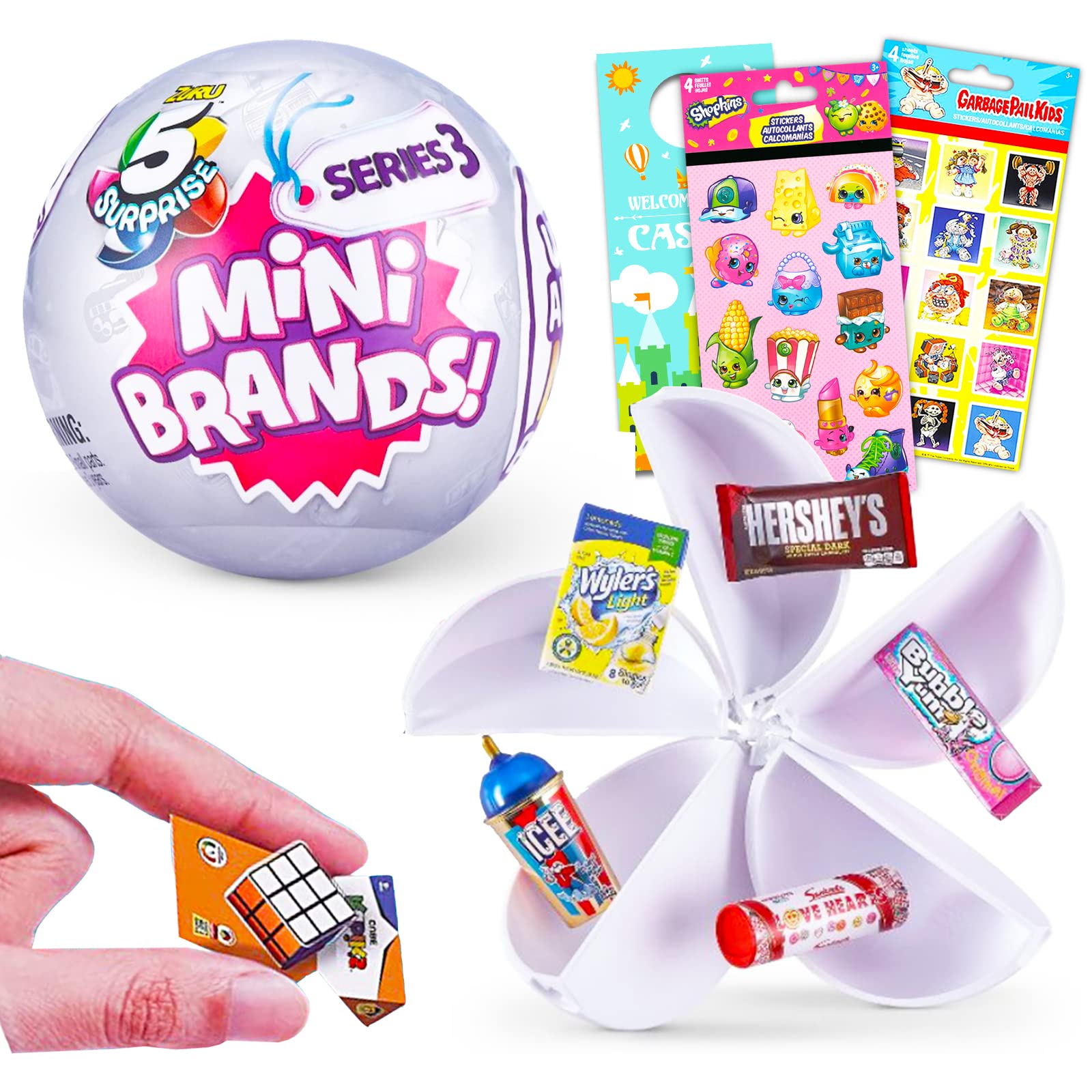 Zuru 5 Surprise Mini Brands Series 3 Mystery Toy Set - Collectible Mini Food Toys with Shopkins Stickers for Kids | Fun Unboxing Experience & Playtime Surprises | Perfect for Birthday Gifts, Party Favors & Collectors