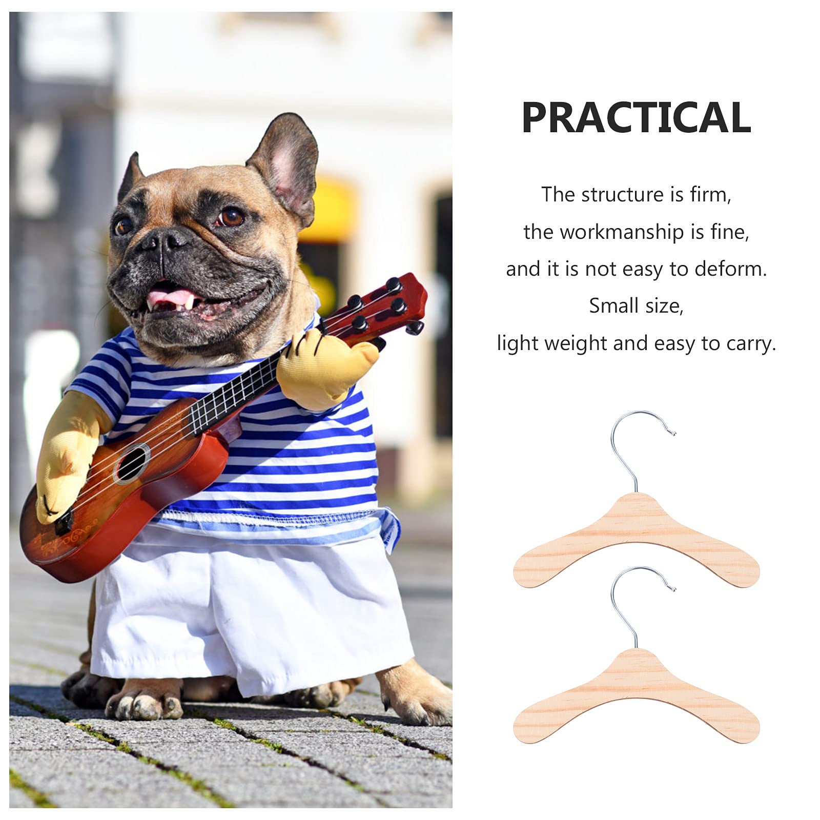 10pcs Wooden Pet Clothes Hangers for Dogs - Durable Dog Clothing Hanging Rack (Silver & Wood Color) - Perfect for Organizing Pet Wardrobes & Small Animal Apparel Storage