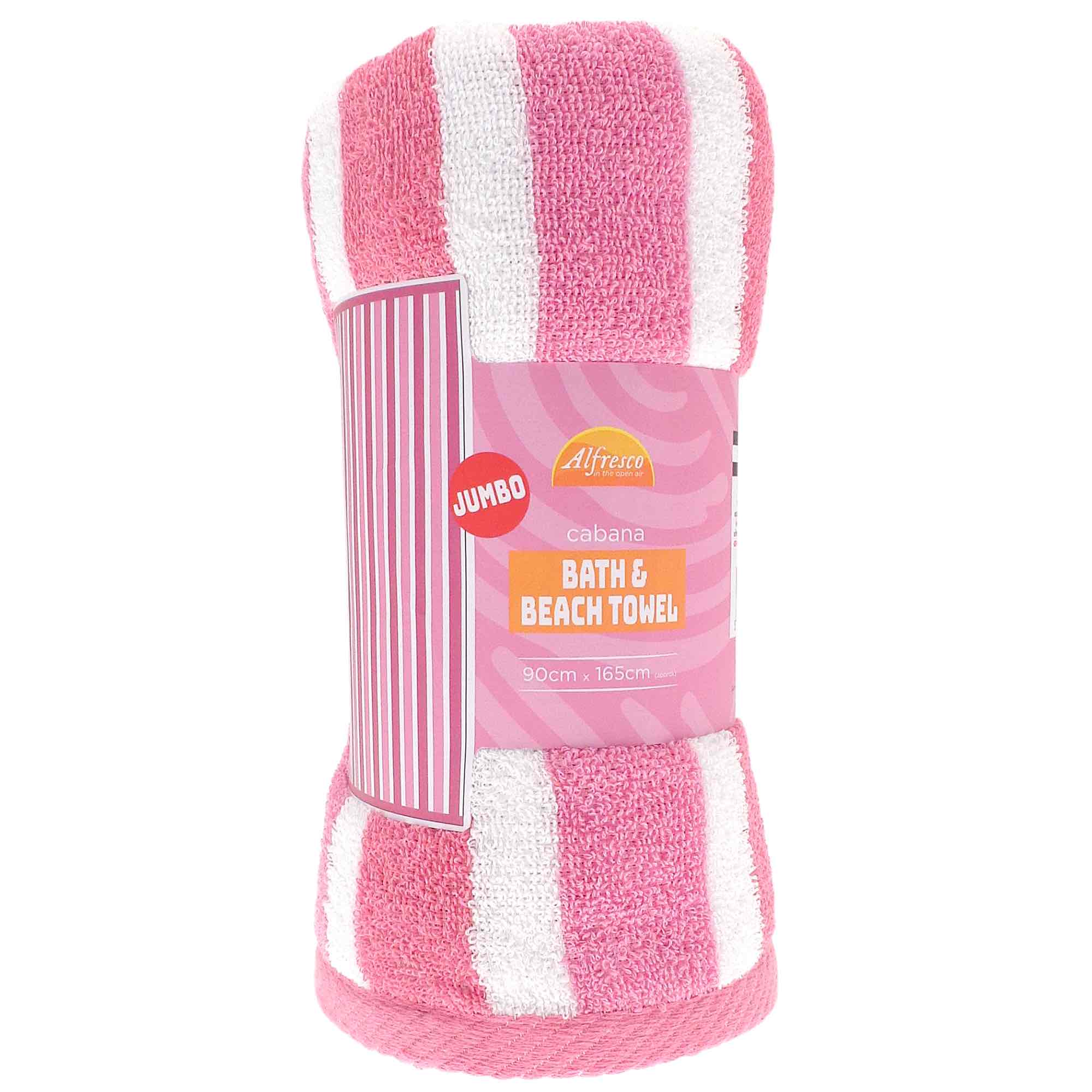 Premium Cabana Stripe Beach Towel - Soft & Absorbent Pink Striped Towel for Pool, Beach, Vacation & Outdoor Activities