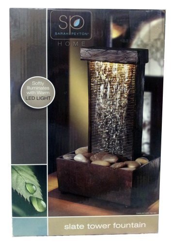 Sarah Peyton Home Slate Tower Fountain - Indoor/Outdoor Decorative Water Feature for Garden, Patio, or Living Room