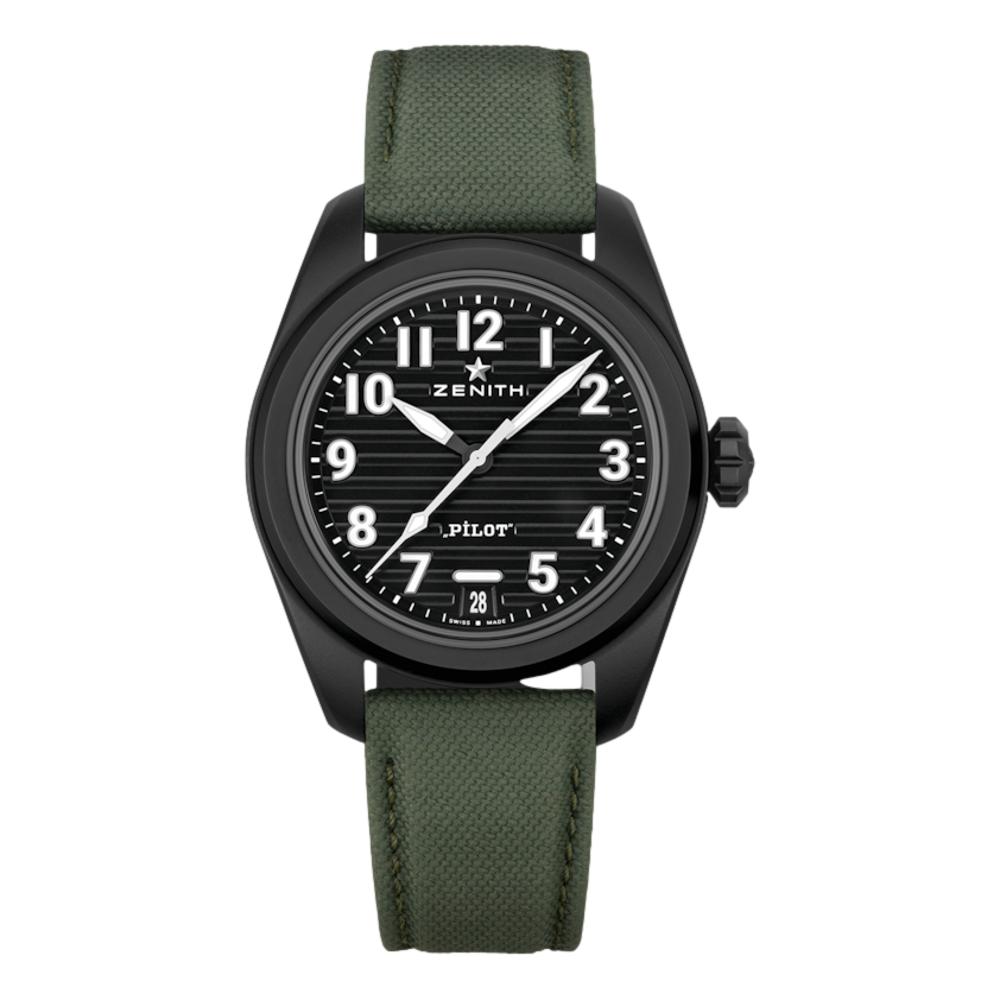 Pilot Central Second & Date Black Ceramic Watch - Stylish Chronograph for Men | Perfect for Business, Formal Events & Everyday Wear