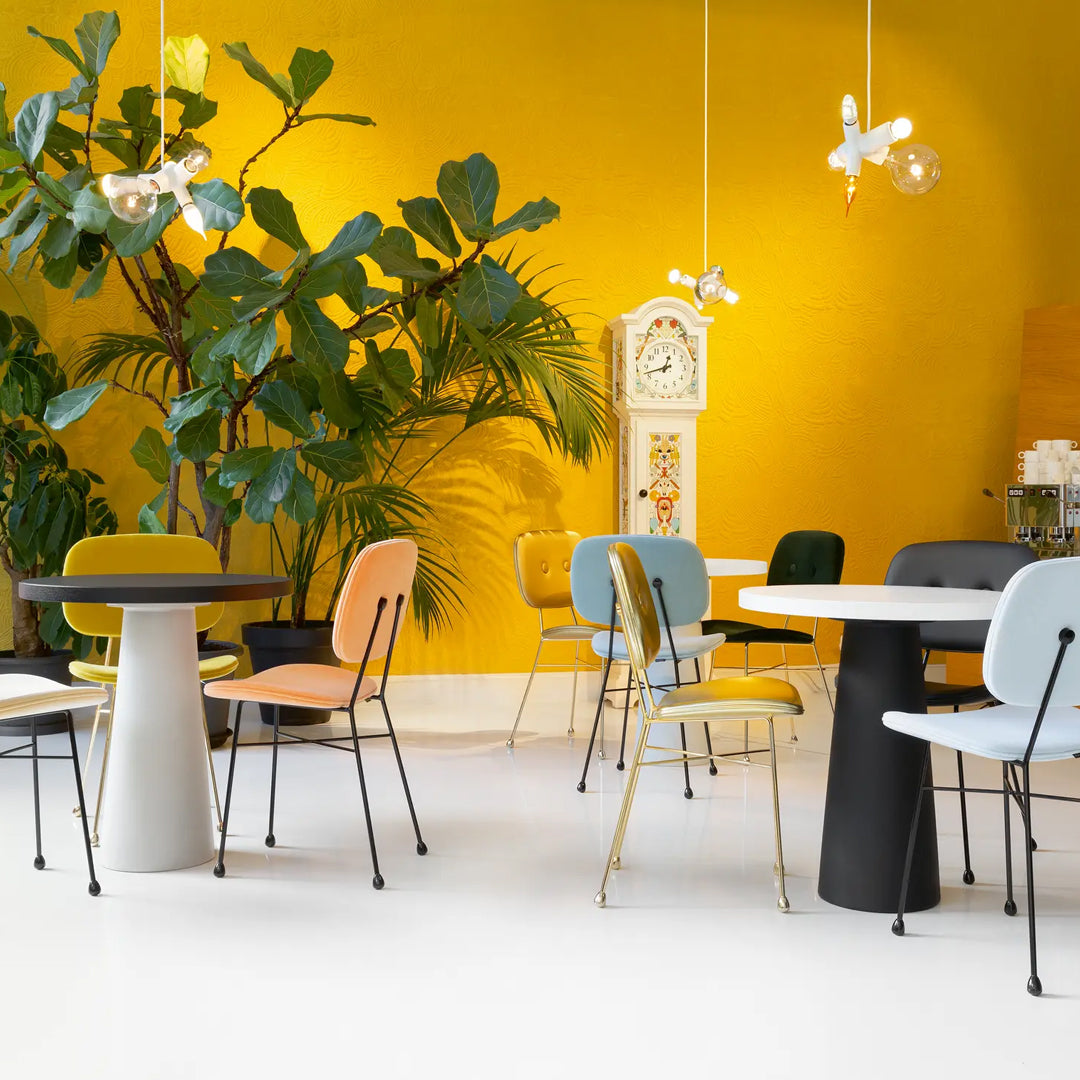Modern Round Container Dining Table with Narrow Base - Perfect for Small Spaces, Apartments & Cozy Kitchens
