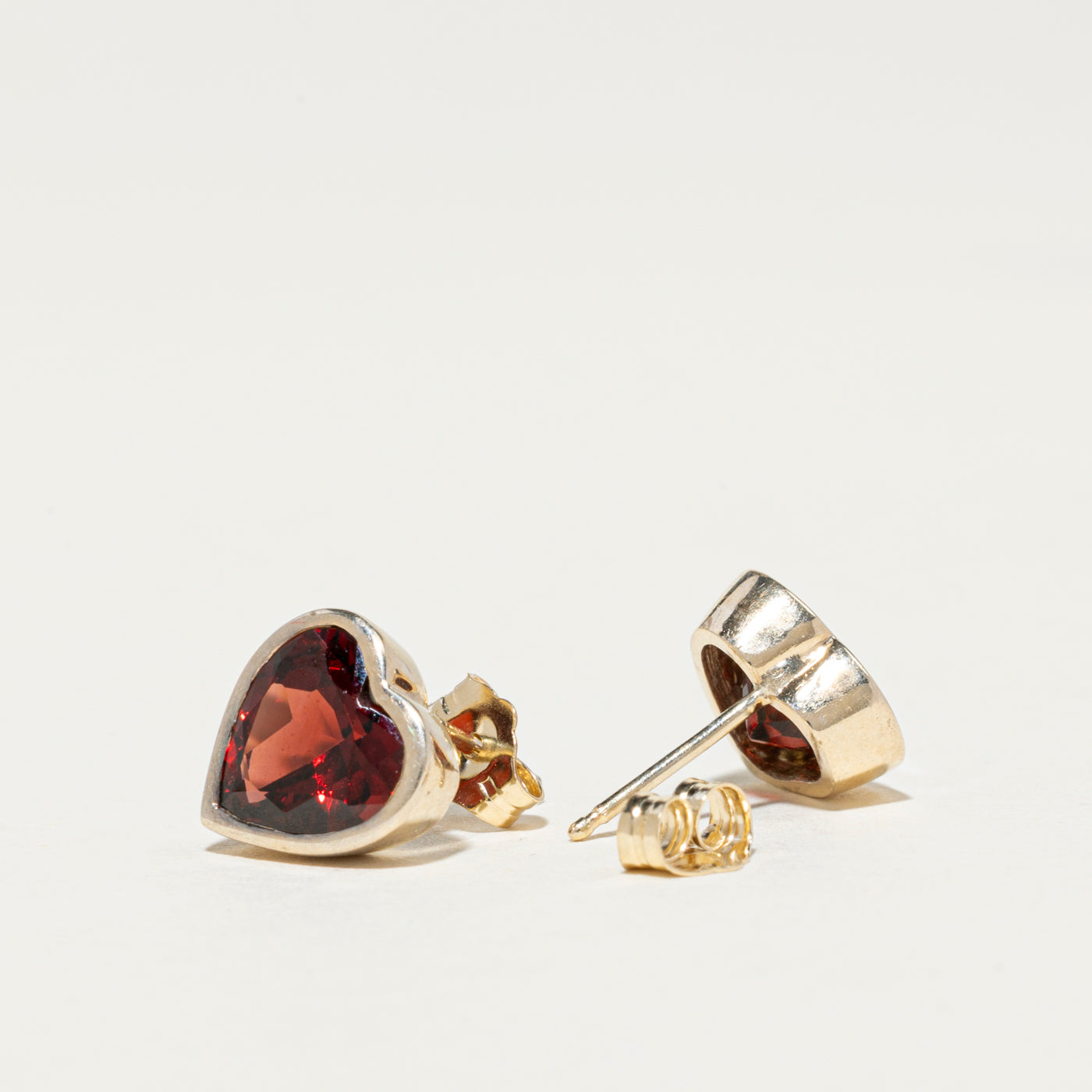 4.00ctw Bezel Set Heart Cut Garnet Stud Earrings - Elegant Valentine's Day Gift for Her, Anniversary Jewelry, Wedding Party Accessories