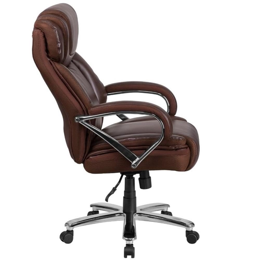 UrbanPro Big and Tall Leather Office Chair - Ergonomic Executive Chair for Heavy People, Adjustable Height & Lumbar Support - Perfect for Home Office, Gaming & Workspaces (Brown)