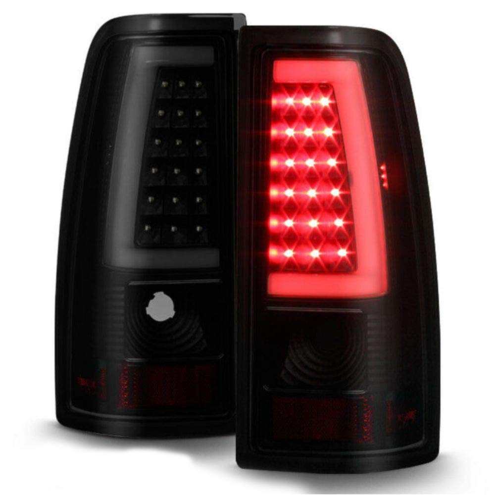 1999-2007 Chevy Silverado & GMC Sierra Smoked LED Tail Lights - Black Housing, DOT Approved, Plug & Play Installation - Perfect for Off-Roading, Truck Customization & Night Driving