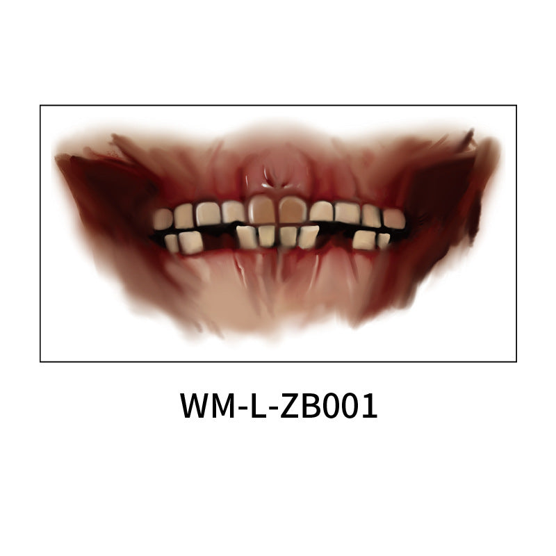 Scary Halloween Mouth Tattoo Stickers for Adults & Kids - Fake Bloody Teeth & Vampire Fangs Temporary Tattoos - Perfect for Halloween Parties, Cosplay & Horror Costumes