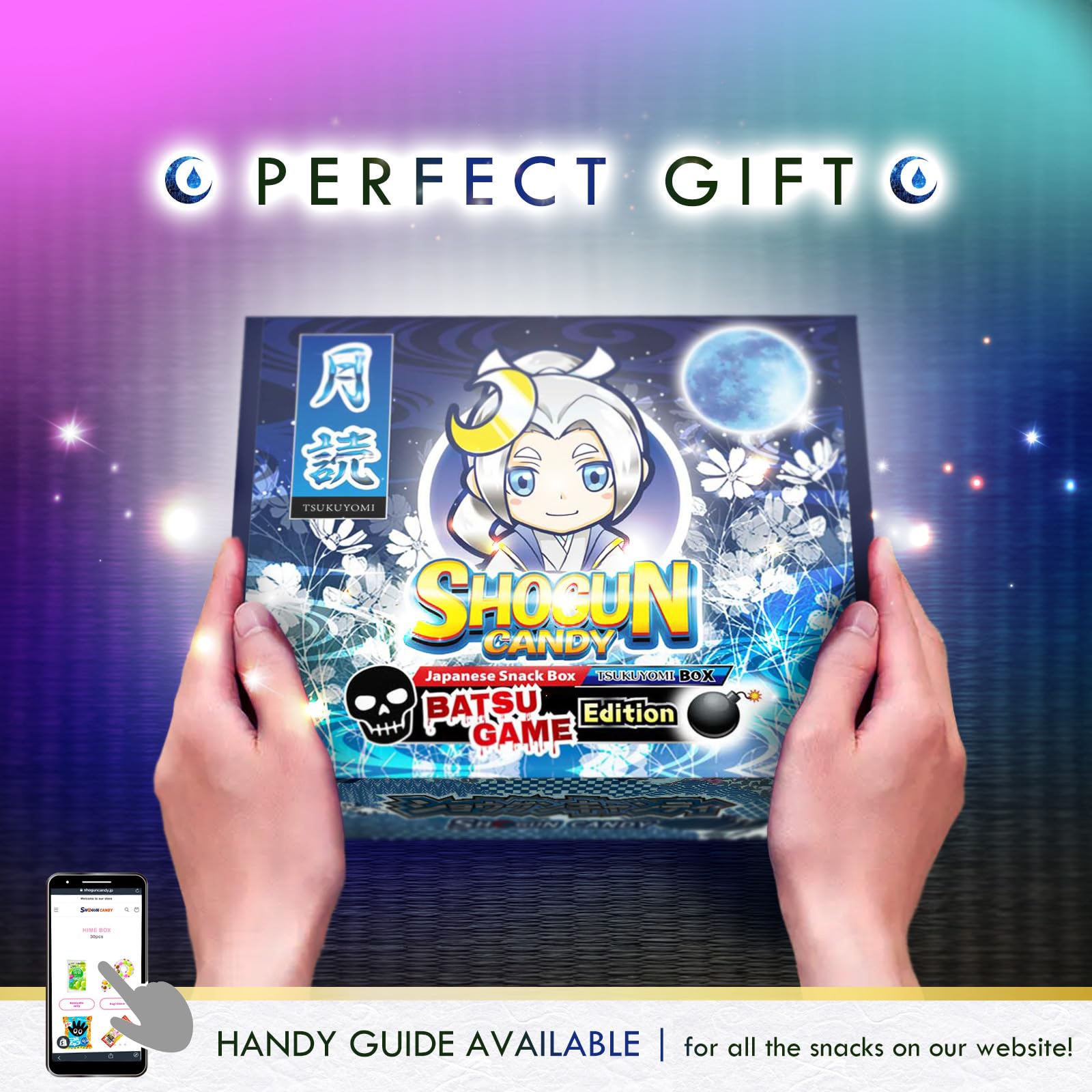 SHOGUN CANDY - 40 Piece Japanese Snacks & Candy Assortment - Popin Cookin DIY Snack Box - Kawaii Dagashi Mystery Gift Box (TSUKUYOMI Theme) - Perfect for Anime Lovers, Party Favors & Cultural Gift Giving