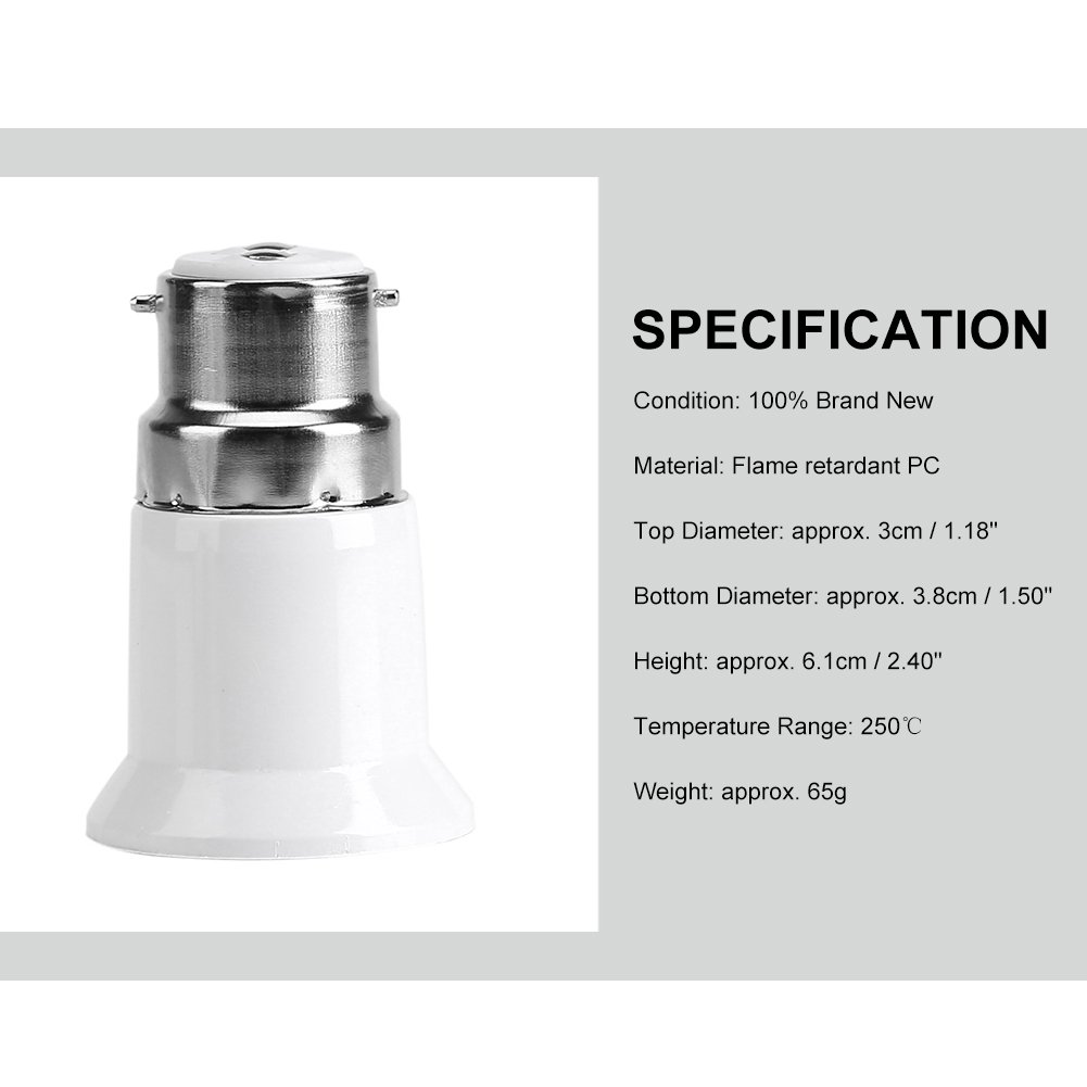 Yosoo B22 to E27 Bulb Adapter 5Pcs - Lamp Holder Converter Base Socket Adapter for LED, CFL, Incandescent Bulbs - Perfect for Home, Office, and Workshop Lighting Upgrades