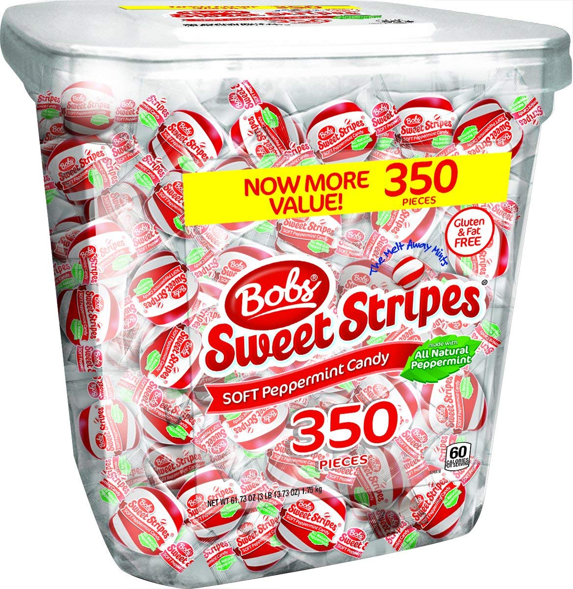 Bobs Sweet Stripes Soft Peppermint Mints Candy - 3.85 Pound Bulk Pack (2 Pack) - Perfect for Office Snacks, Party Favors & Fresh Breath On-The-Go