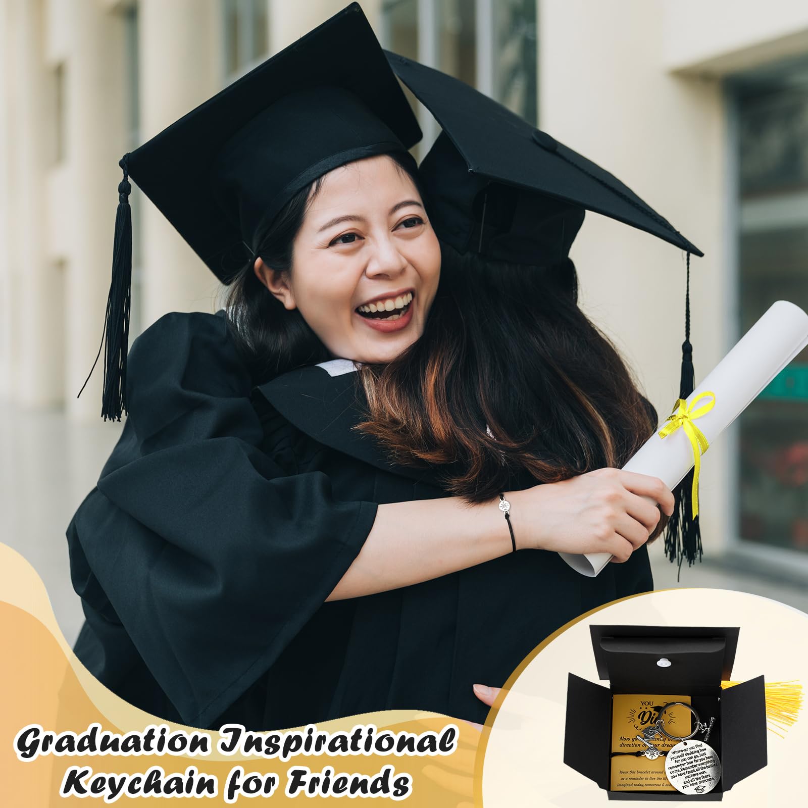 24 Sets 2025 Graduation Gifts - Unisex Bracelets with Cap Box, Inspirational Quote Card & Keychain - Perfect for Class of 2025 Graduation Parties, Senior Gifts & Commencement Celebrations