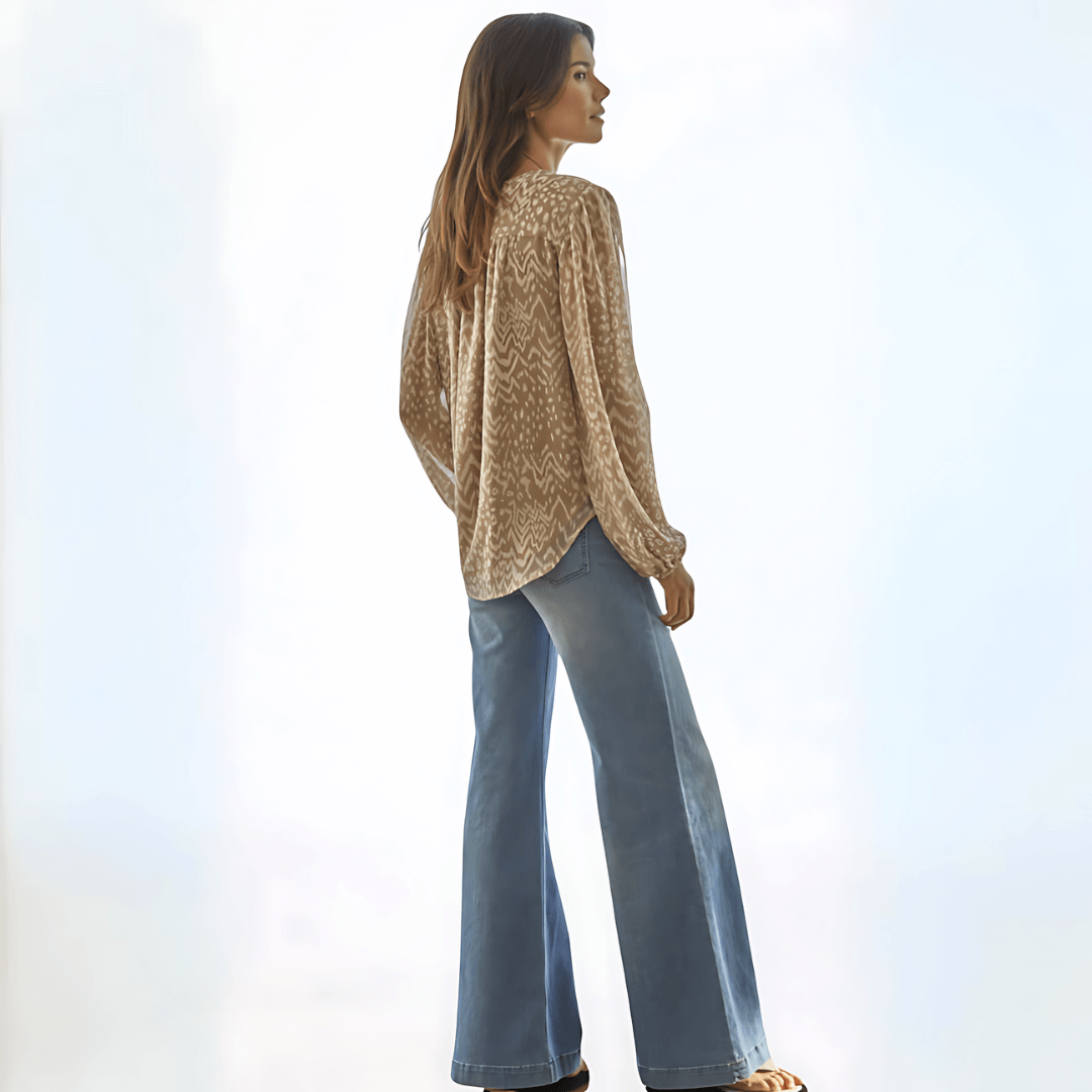 Emilia Tie Neck Top - Women's Elegant Blouse Made in USA | Perfect for Office Wear, Date Night & Special Occasions