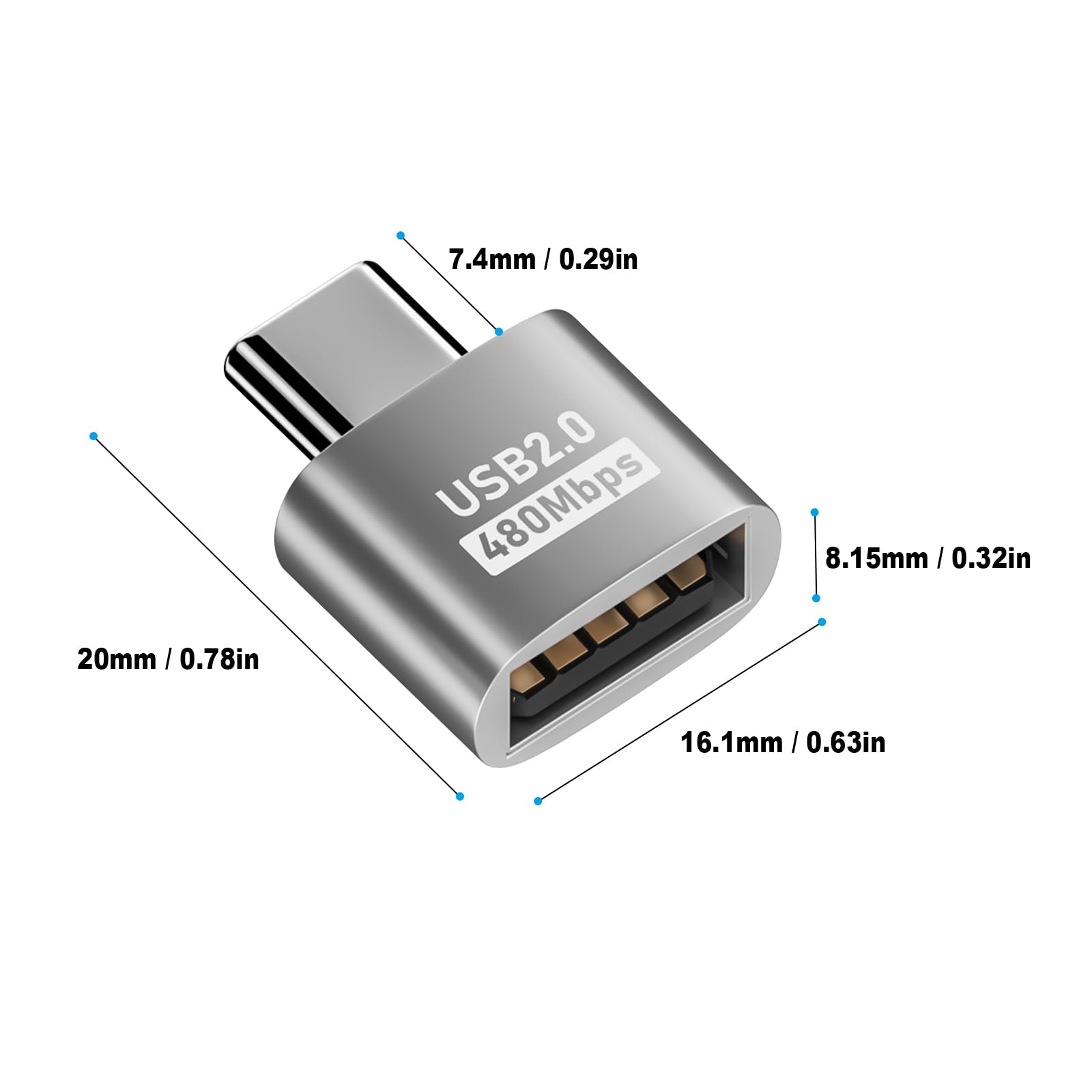 10 Pack Duttek USB A to USB C Adapter - USB 2.0 Female to Type C Male Converter - 480Mbps High-Speed Data Transfer, OTG & Charging Compatible with Smartphones, Laptops, Tablets - Perfect for Home, Office & Travel Use